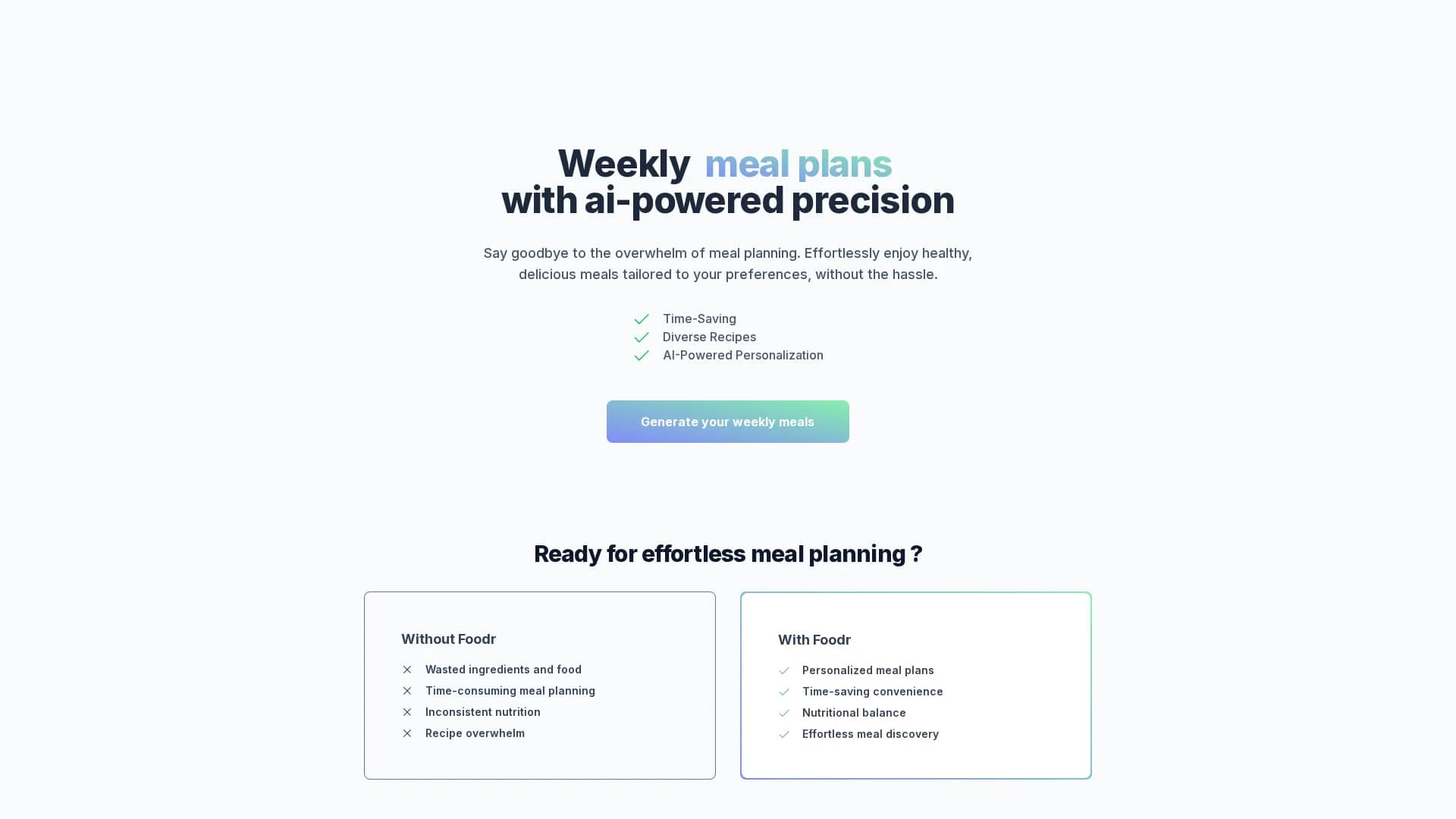 foodr homepage