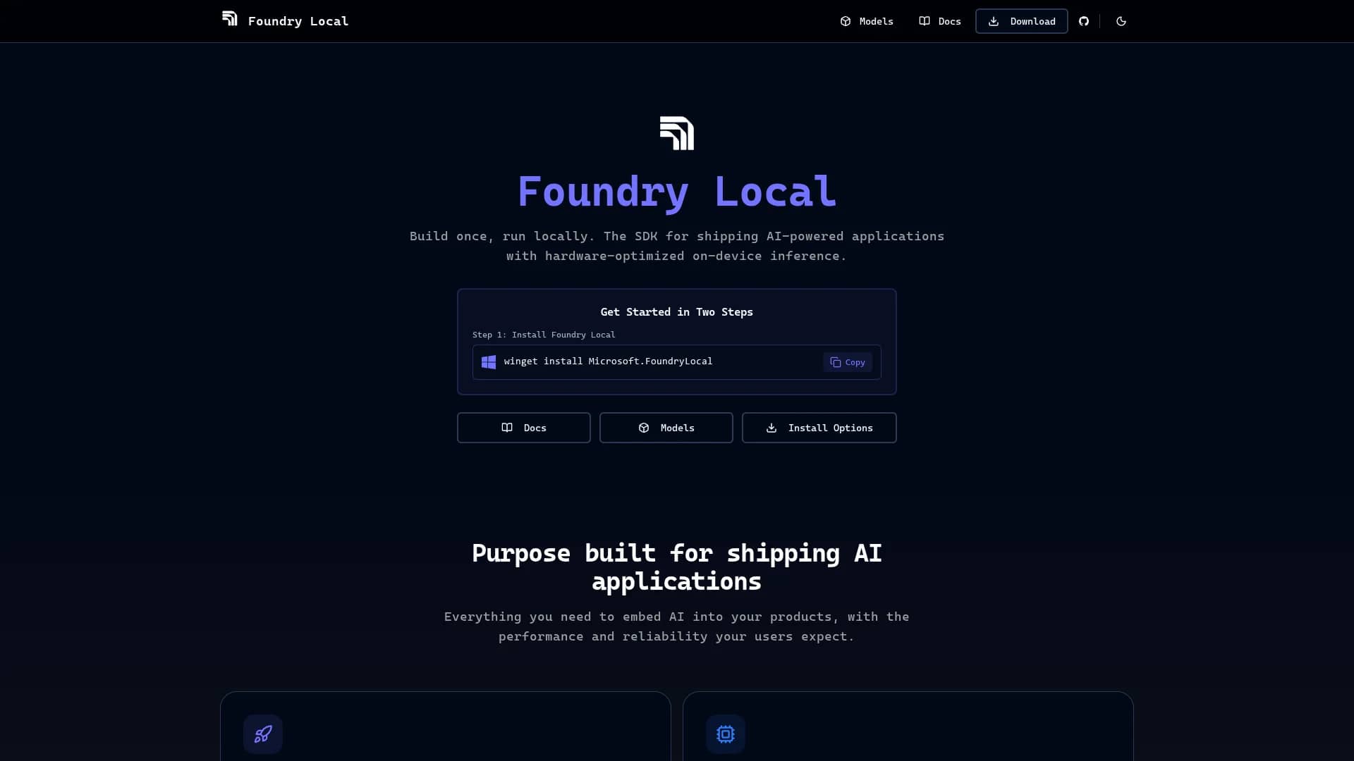 foundrylocal-ai homepage