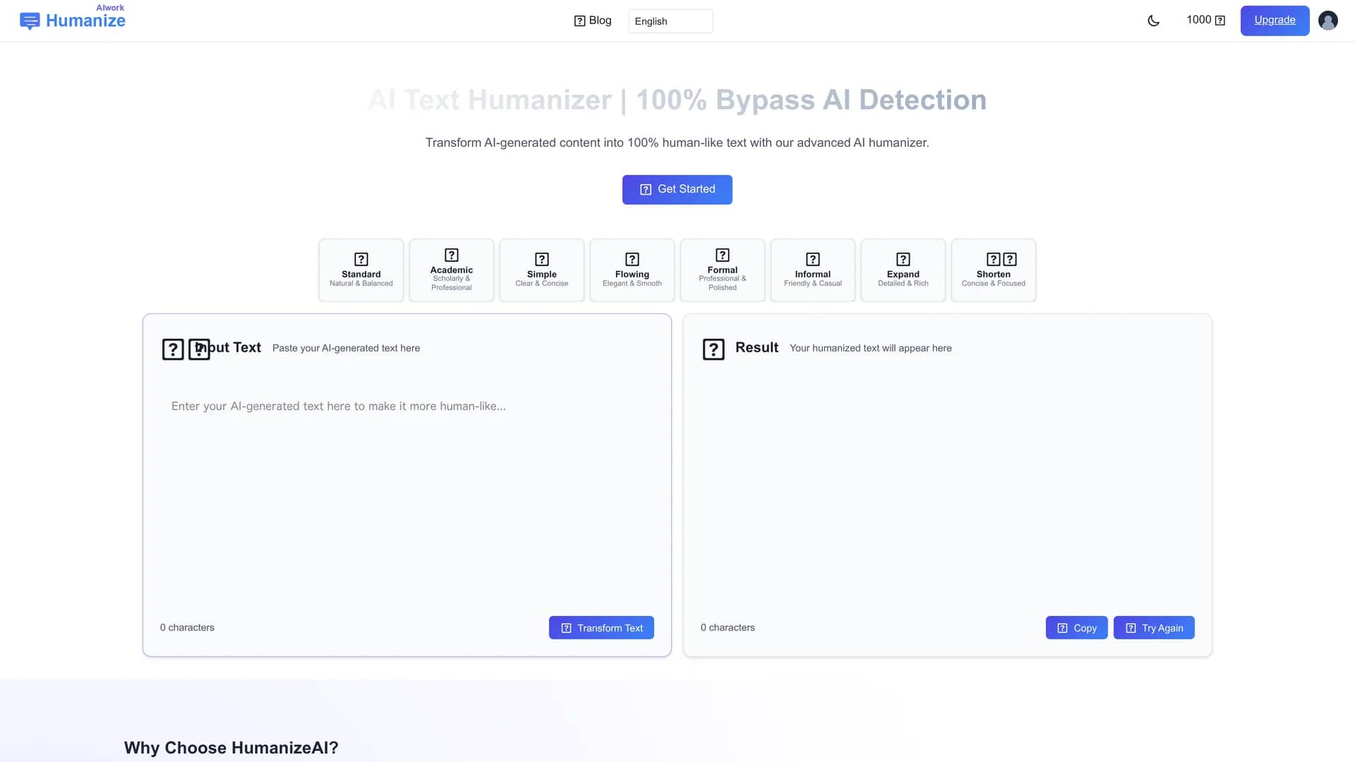 free-humanizeaiwork homepage