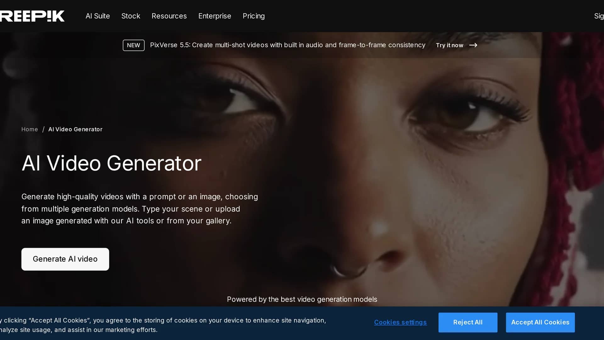 freepik-ai-video-generator homepage