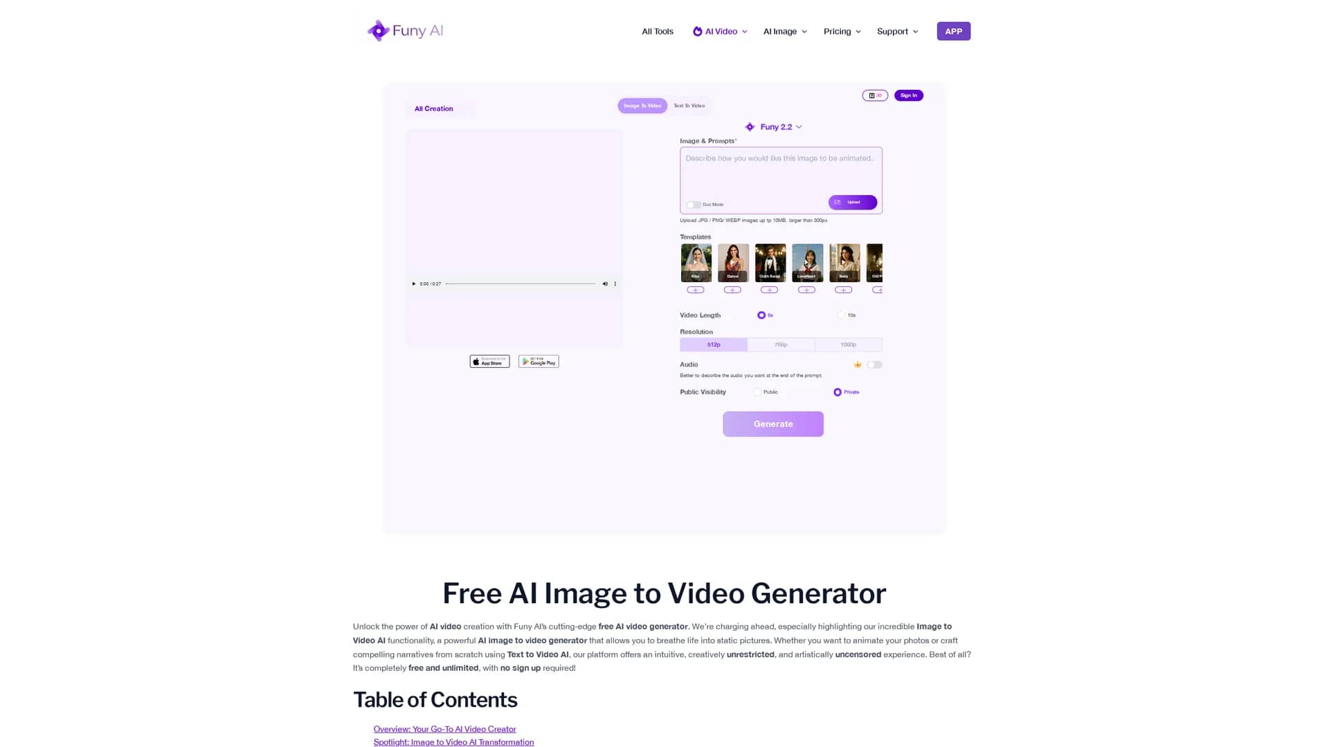 funy-ai-video-ai-image homepage