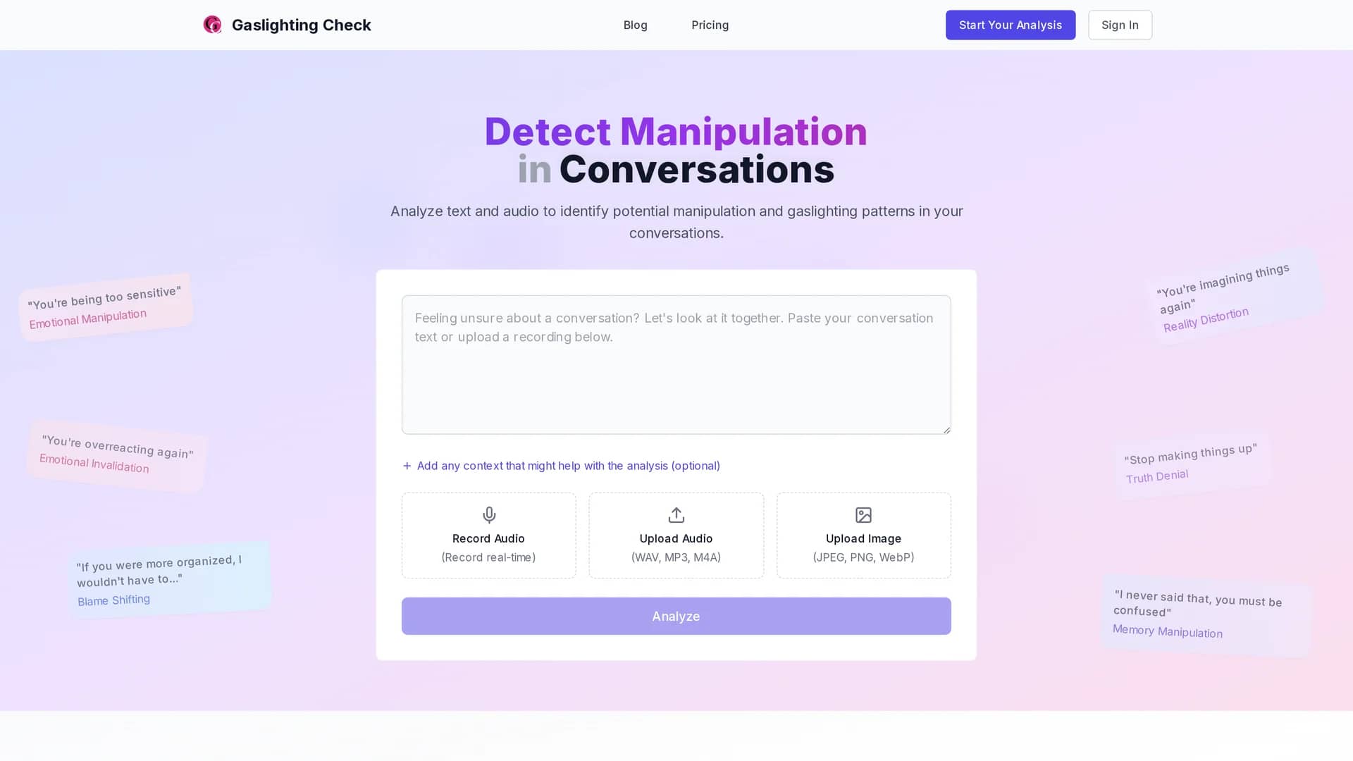 gaslighting-check homepage