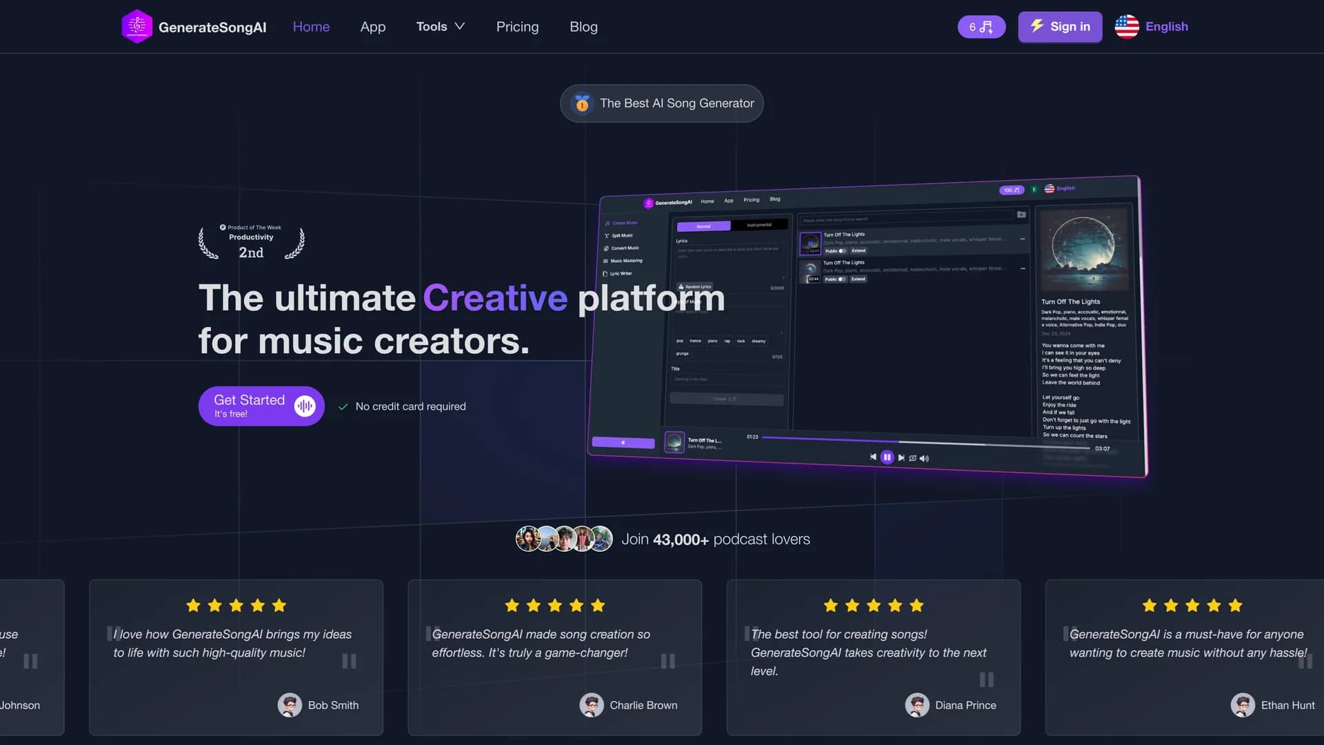 generatesong-ai homepage