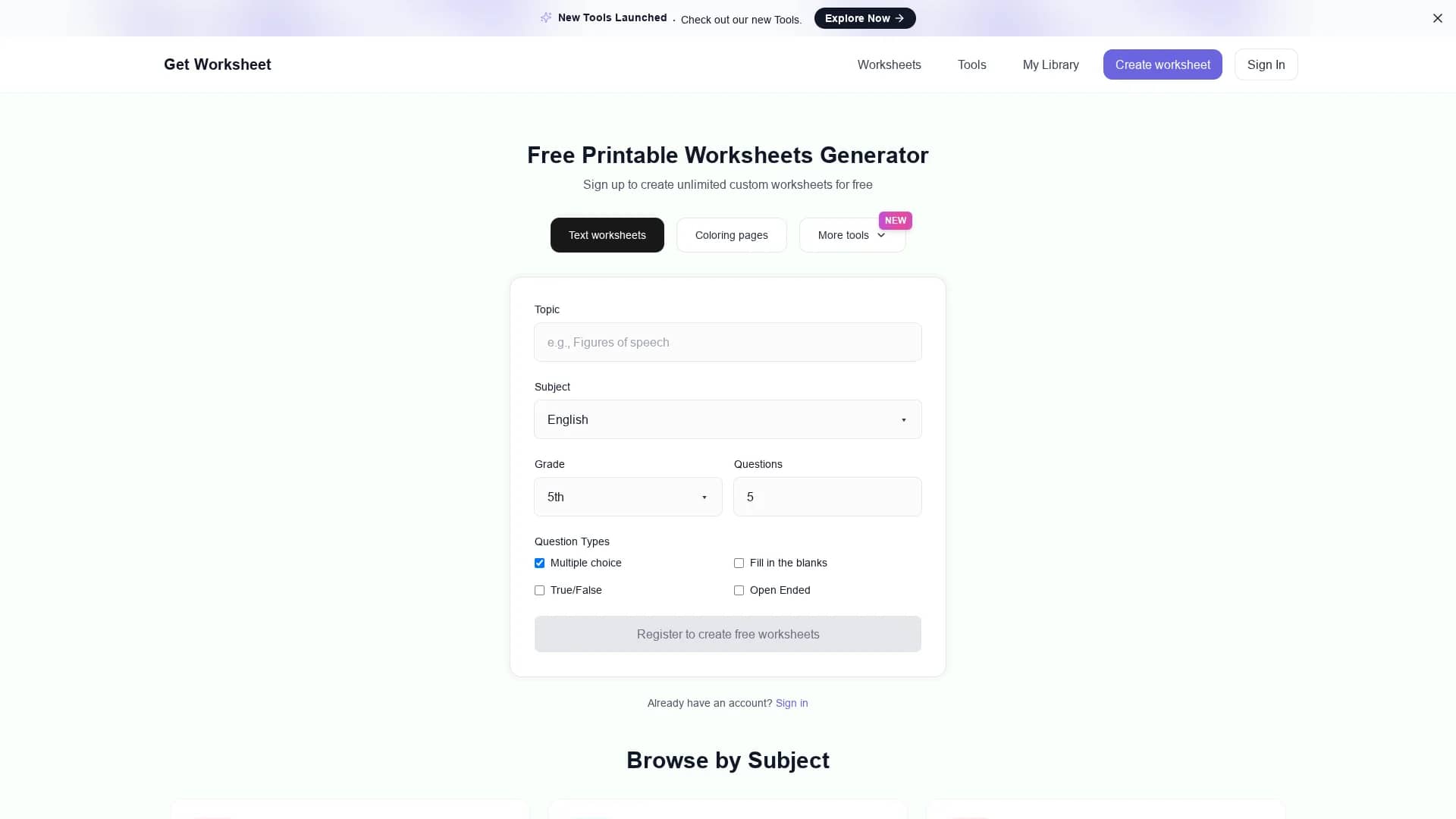 getworksheet homepage