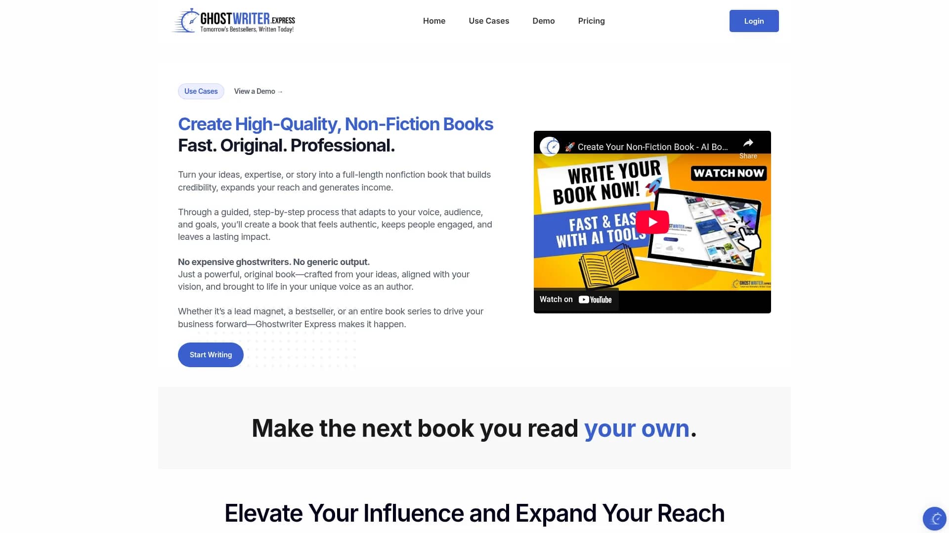 ghostwriter-express homepage