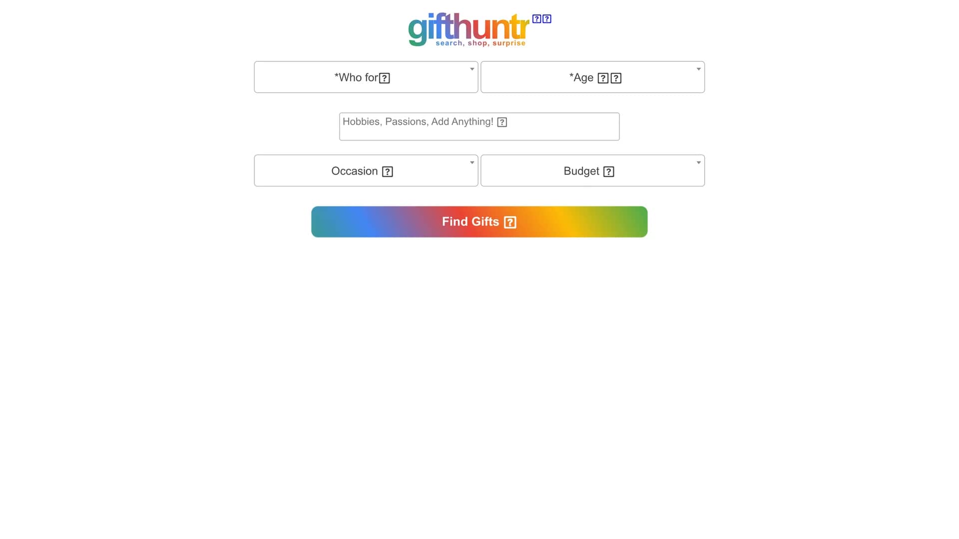 gifthuntr homepage