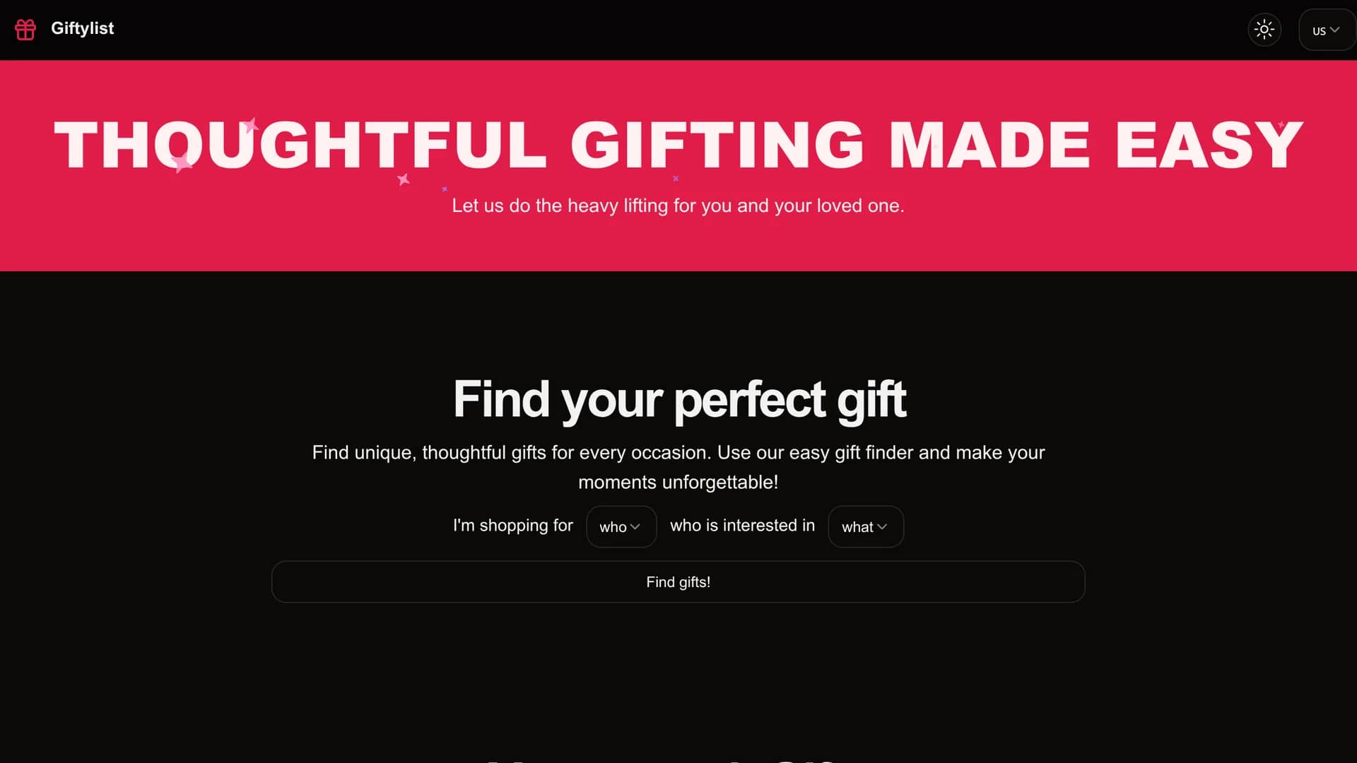 giftylist-com homepage
