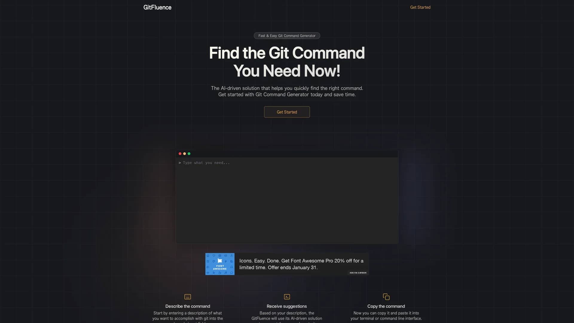 gitfluence homepage