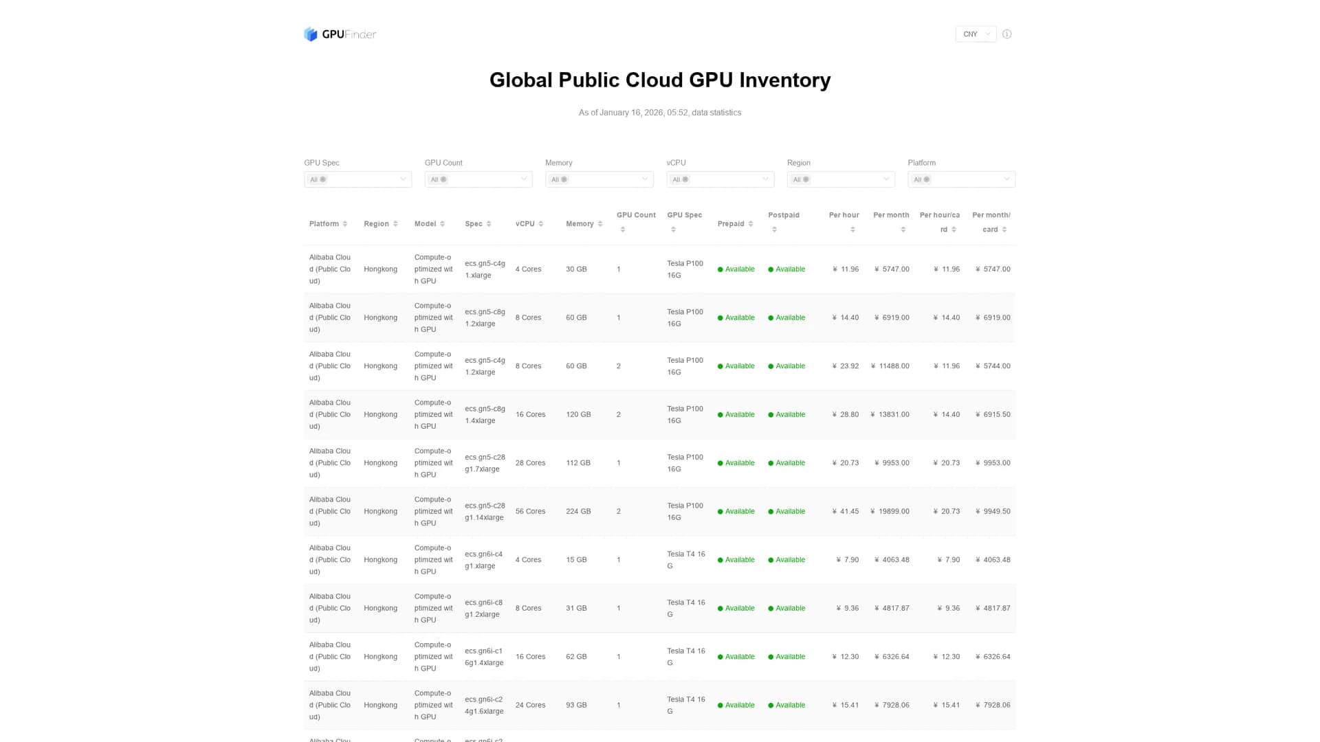 gpu-finder homepage