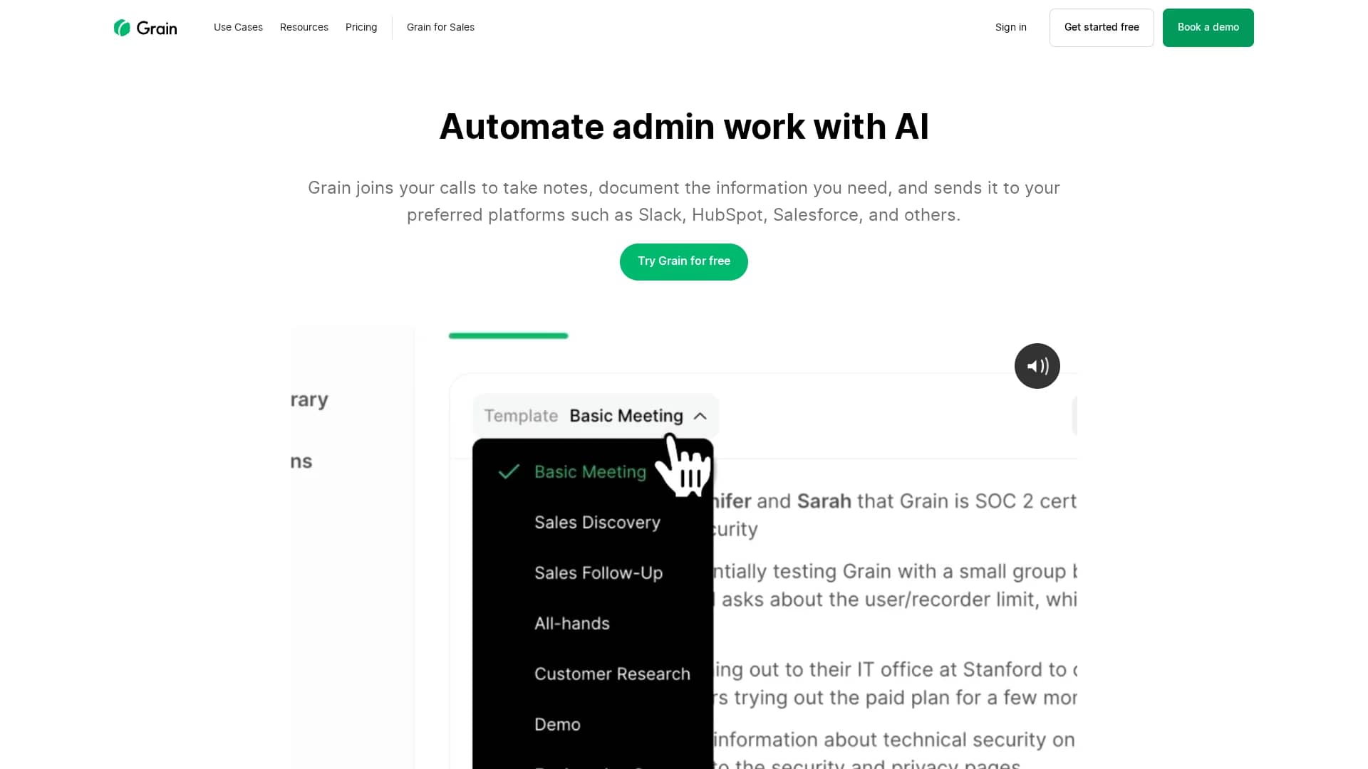 grain-ai homepage
