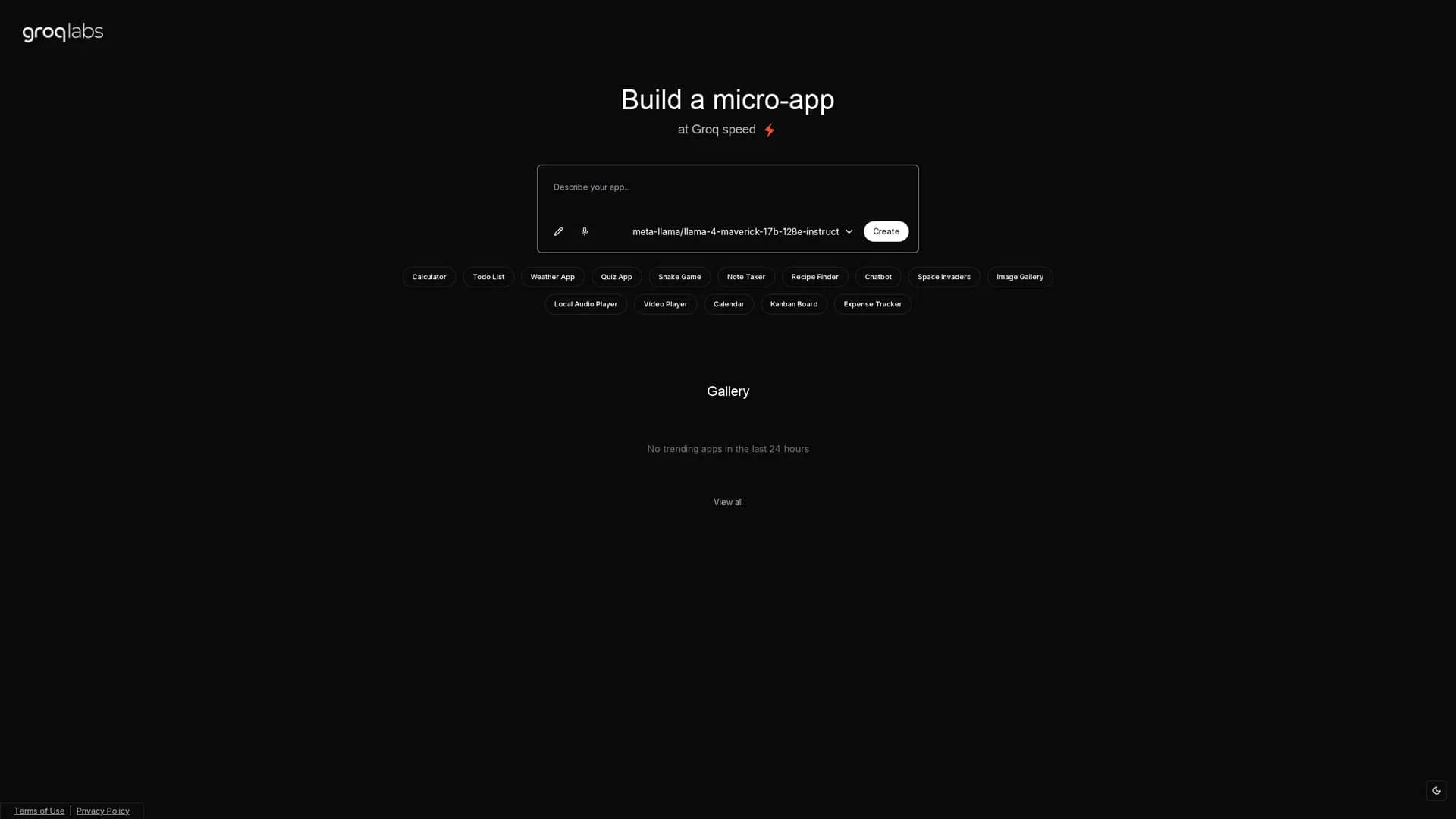 groq-app-gen homepage