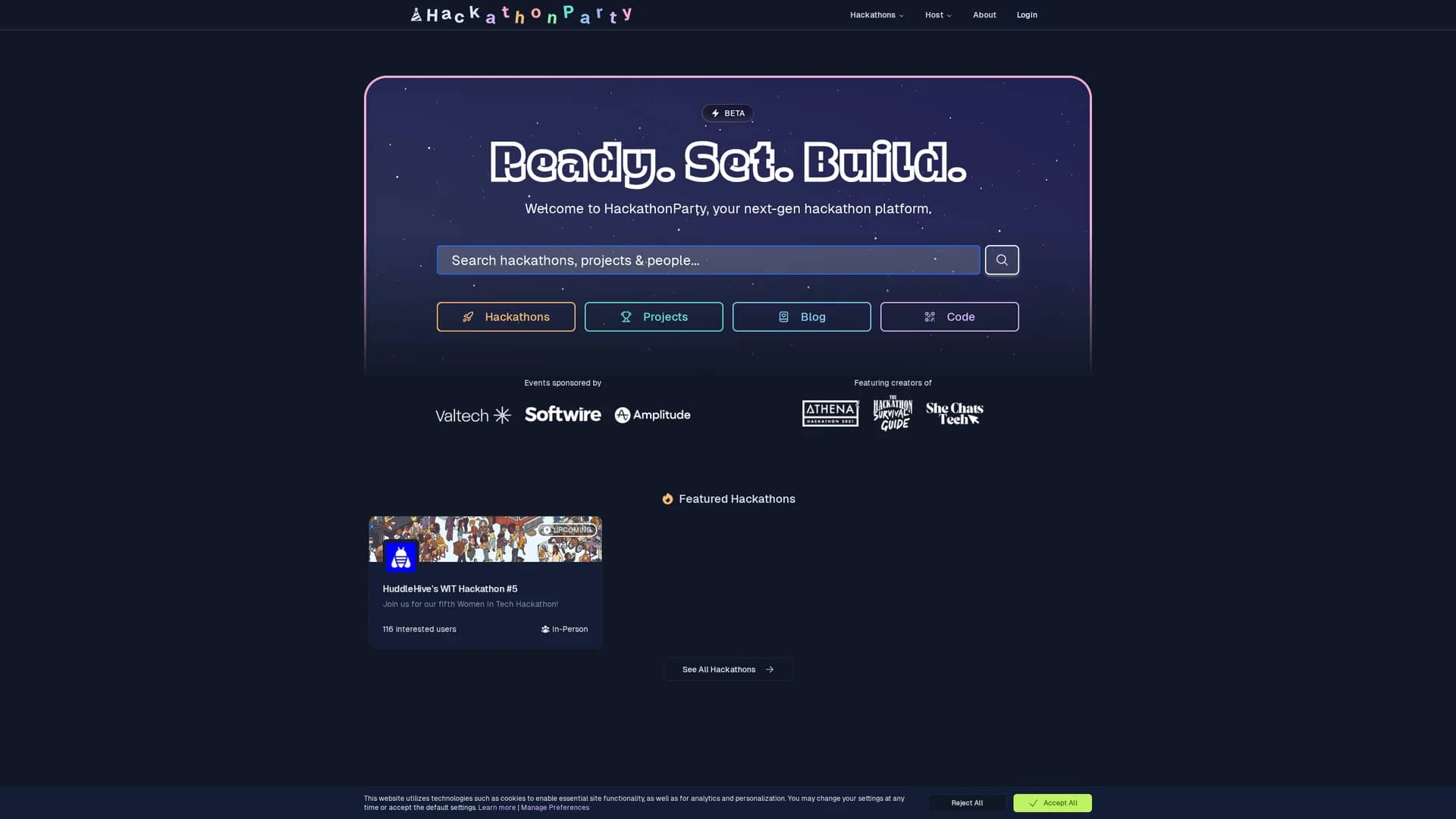 hackathonparty homepage