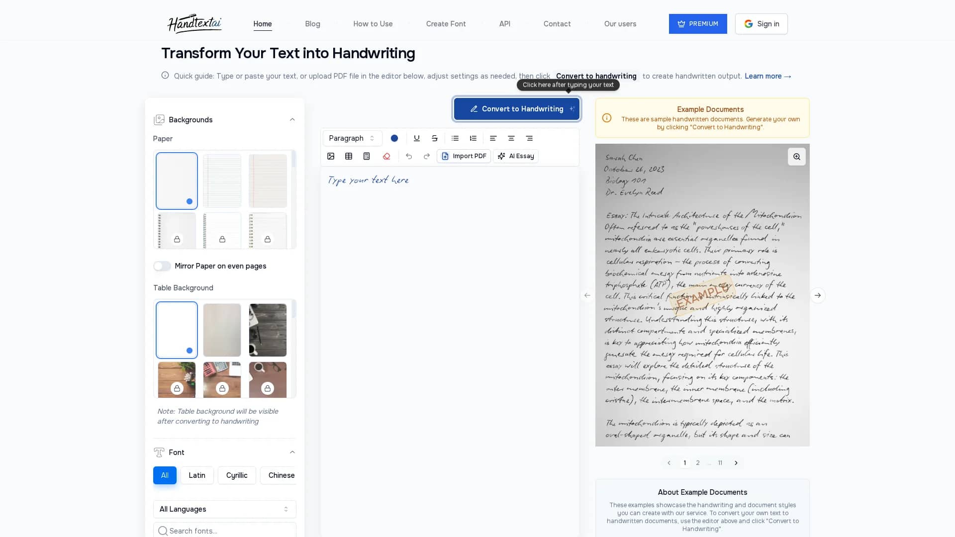 handtextai homepage