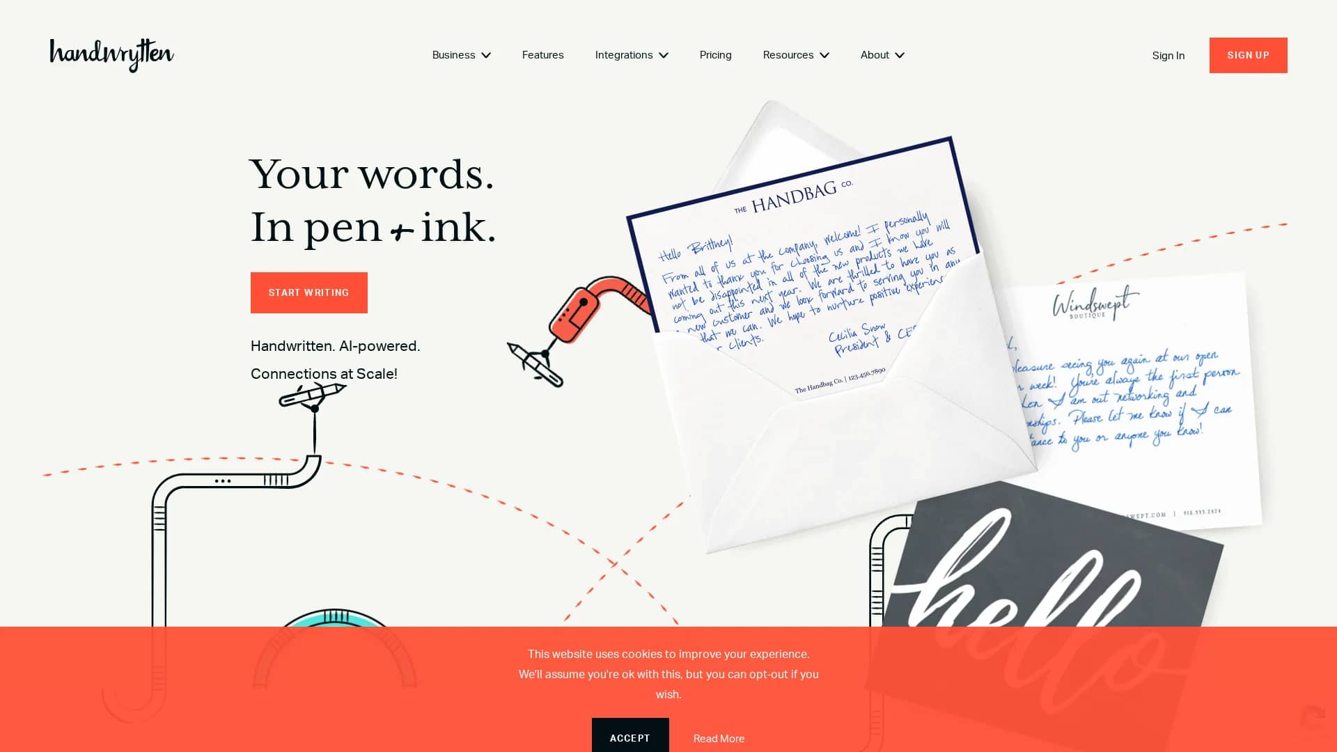 handwrytten homepage
