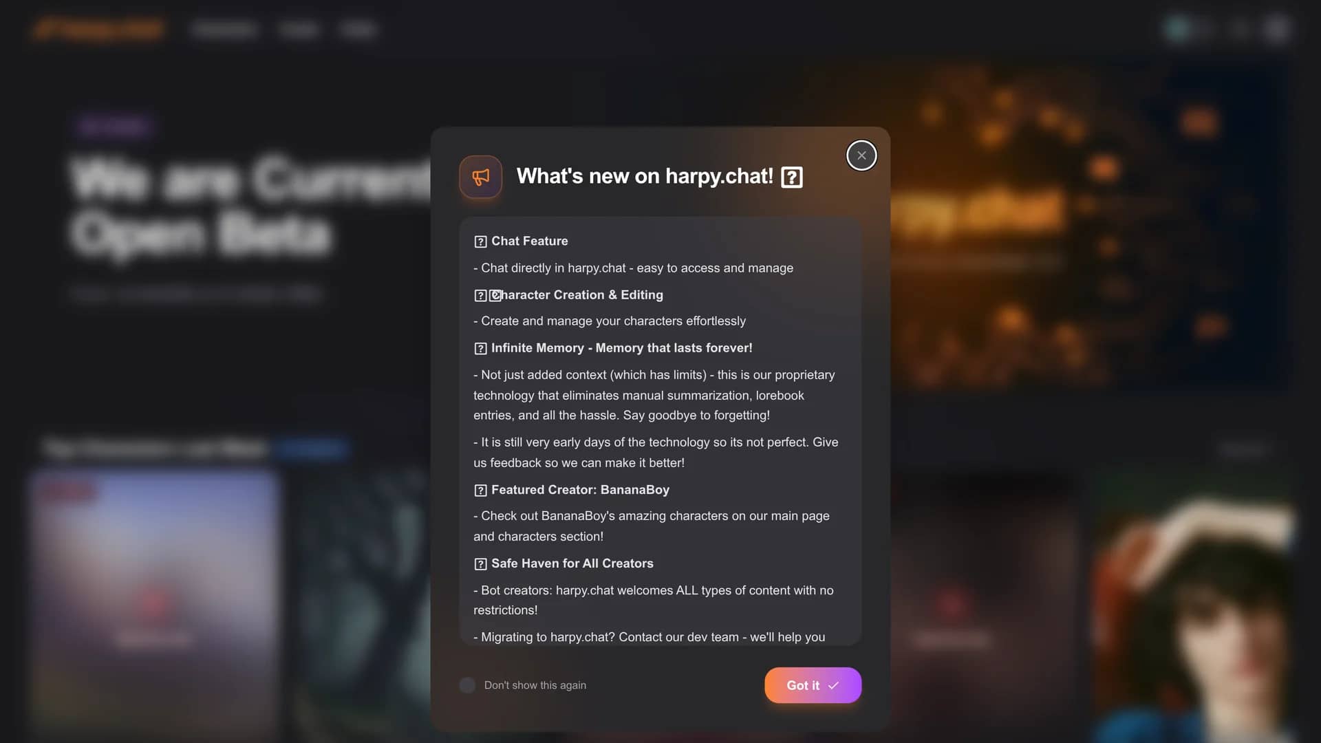 harpy-chat homepage