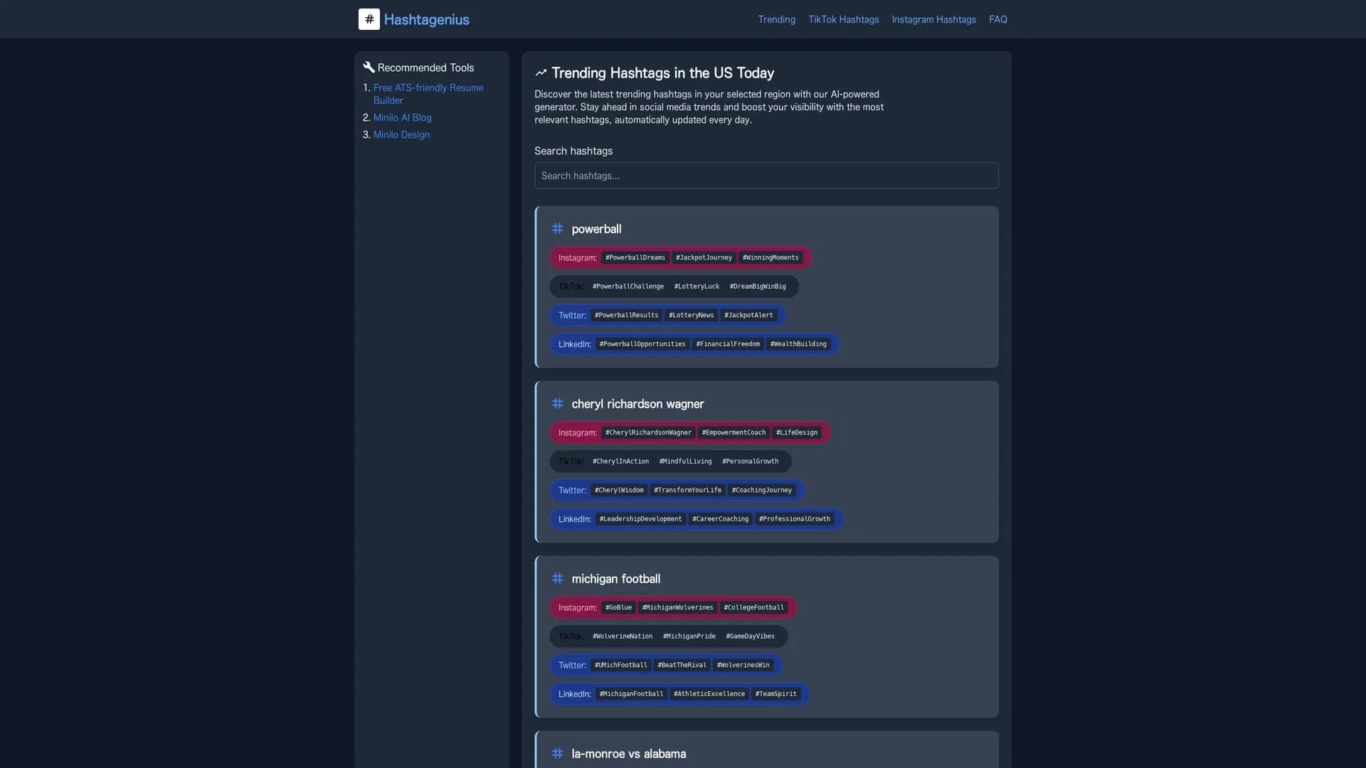 hashtagenius homepage