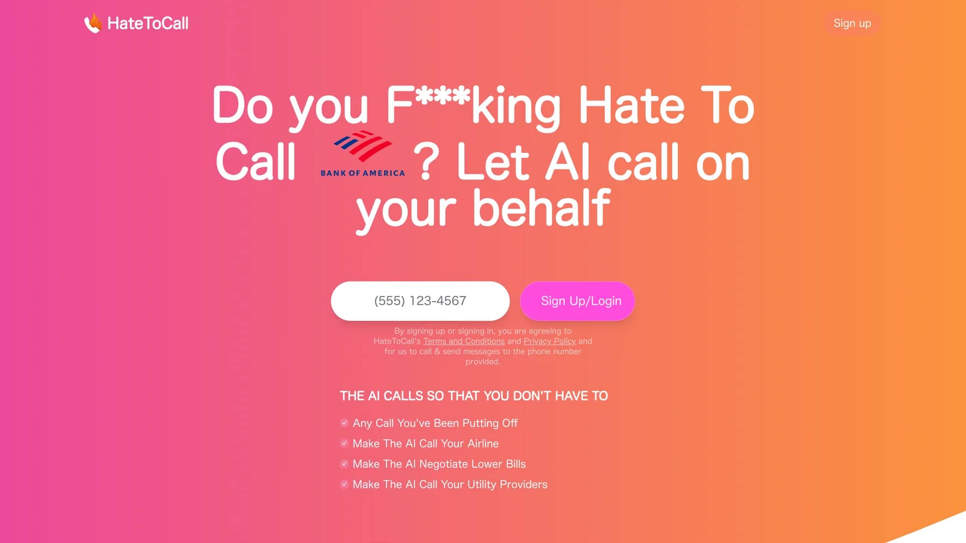 hatetocall-com homepage