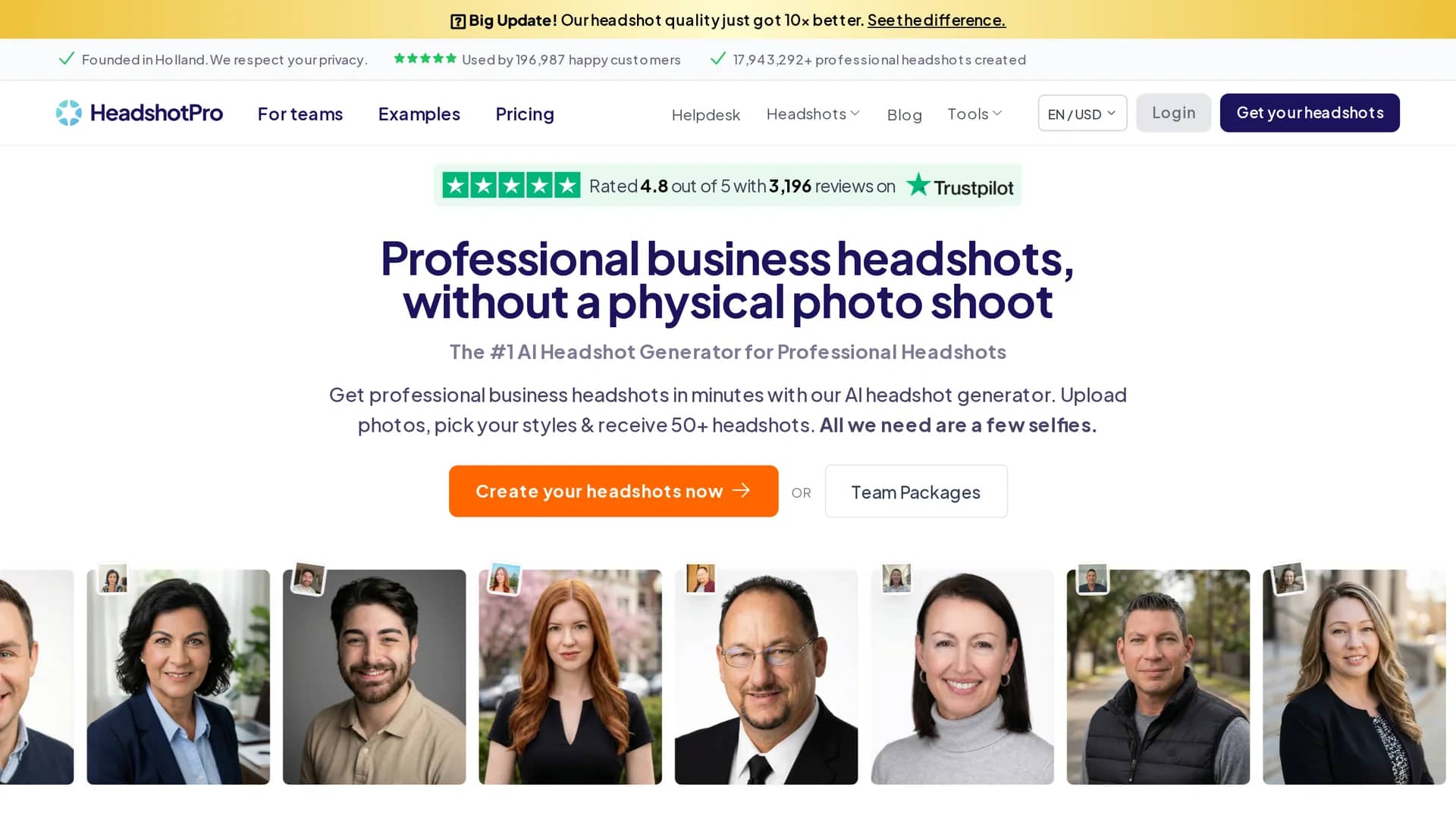 headshotpro homepage
