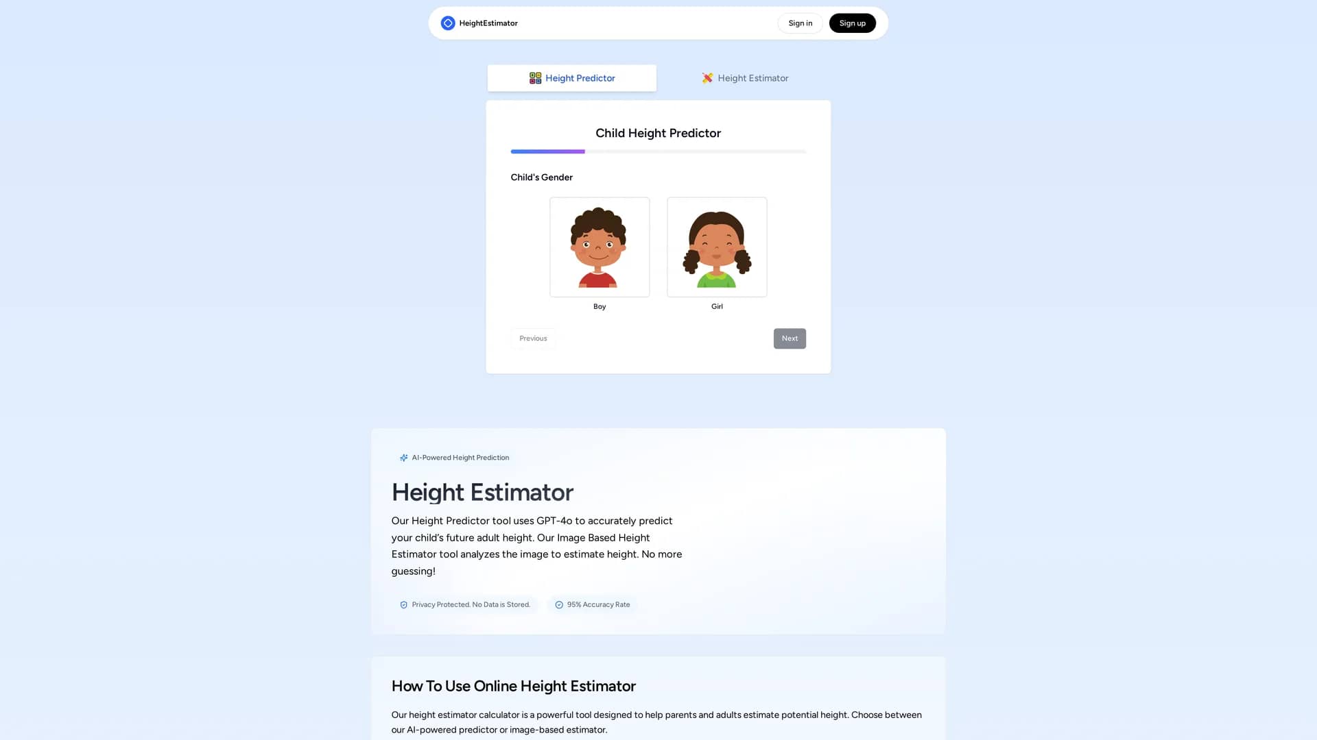 height-estimator homepage