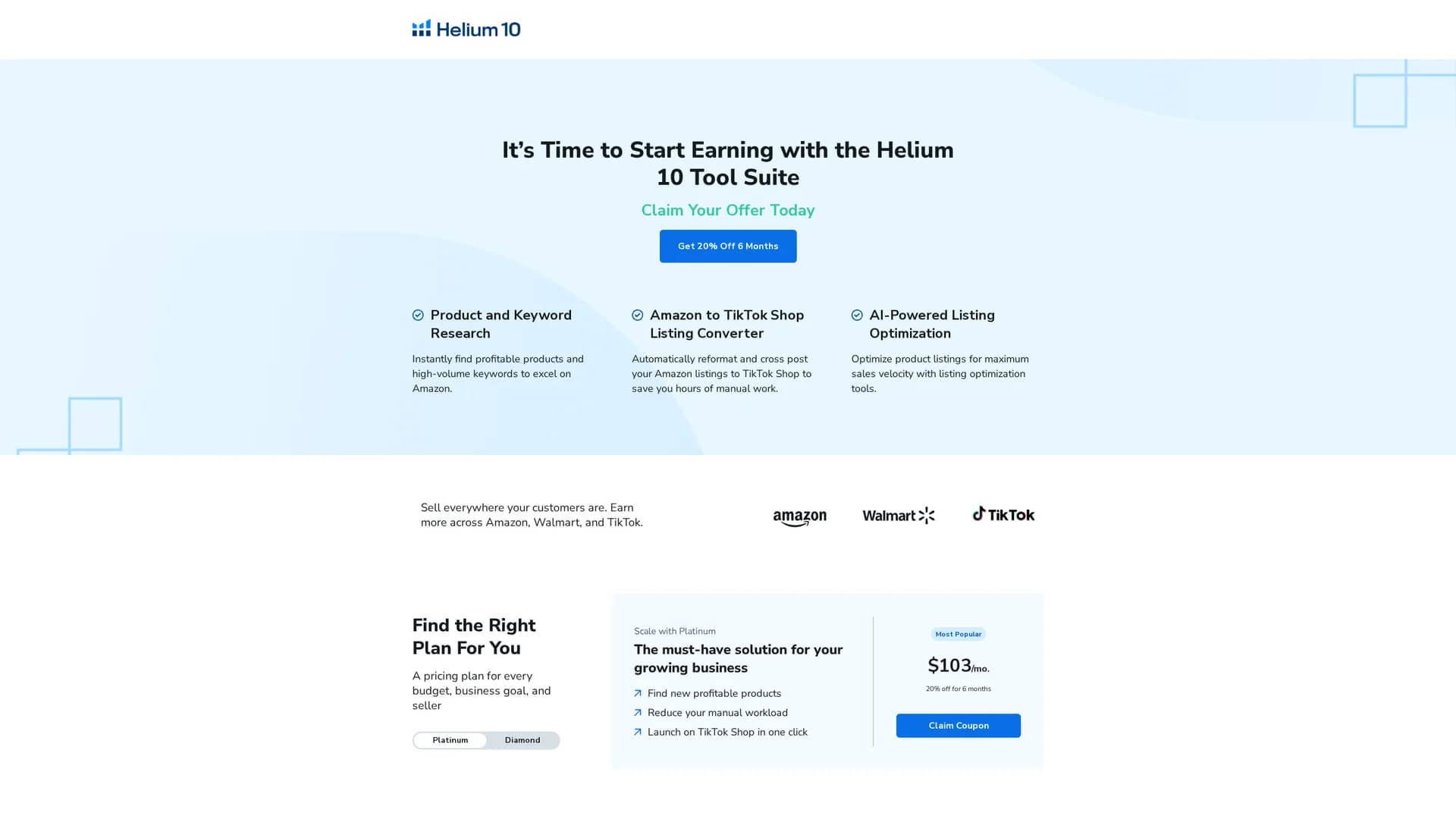 helium10 homepage
