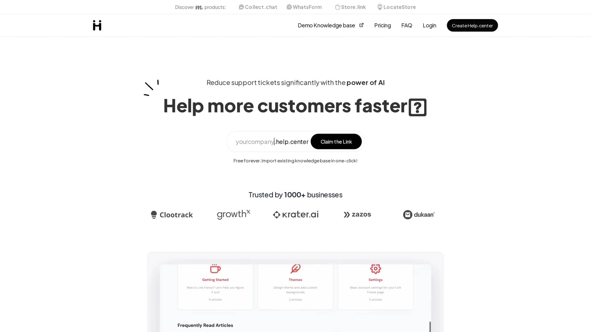 help-center homepage