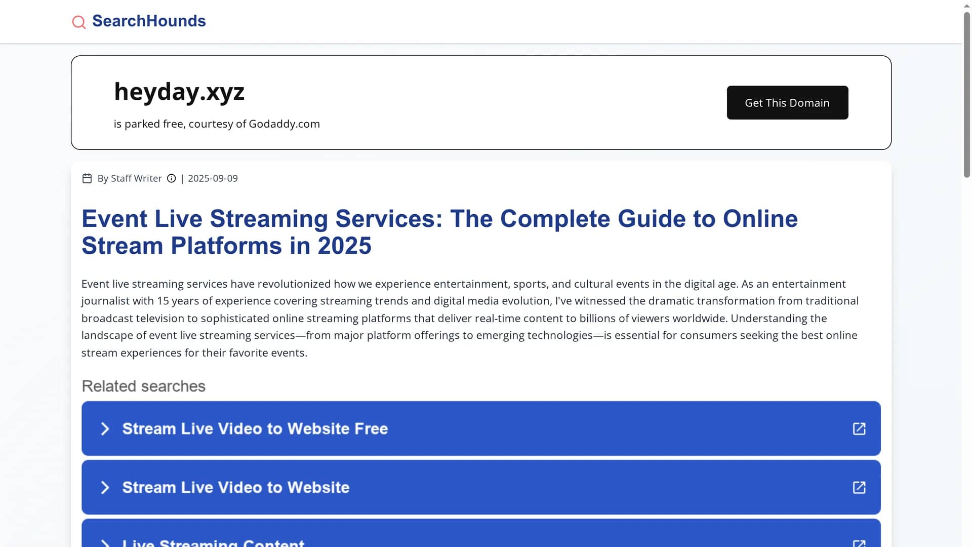 heyday homepage