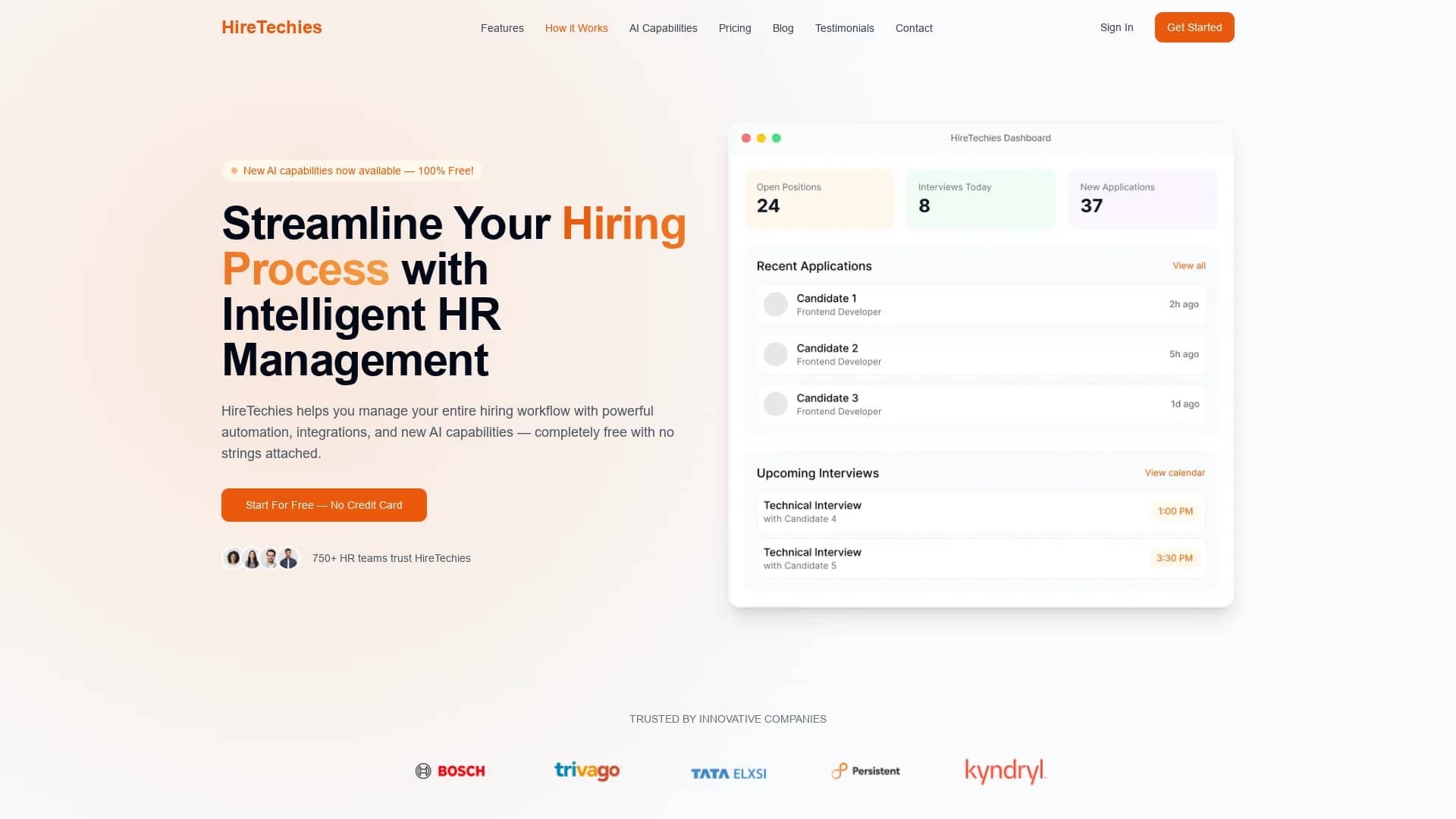 hiretechies homepage