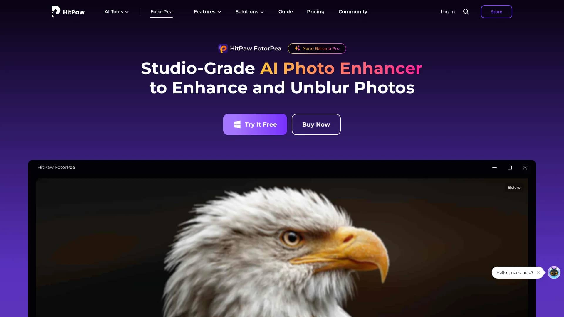 hitpaw-photo-enhancer homepage