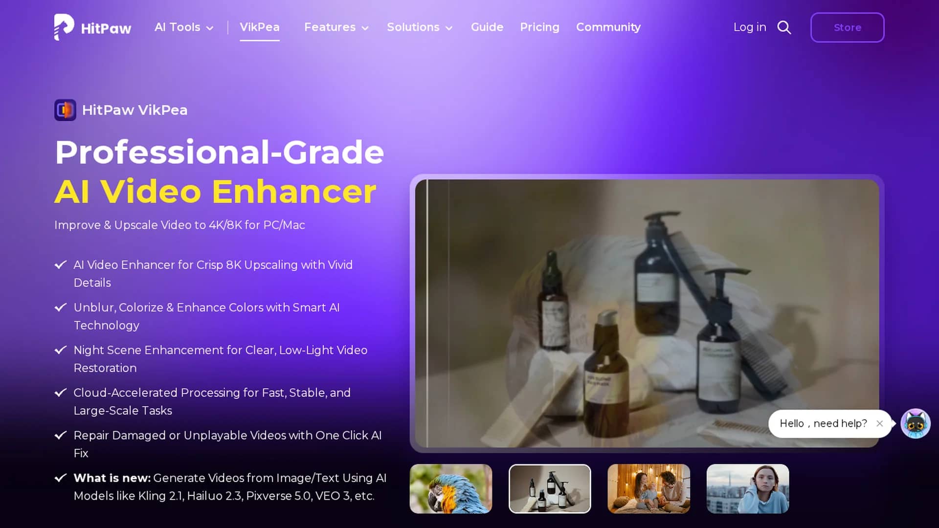 hitpaw-video-enhancer homepage