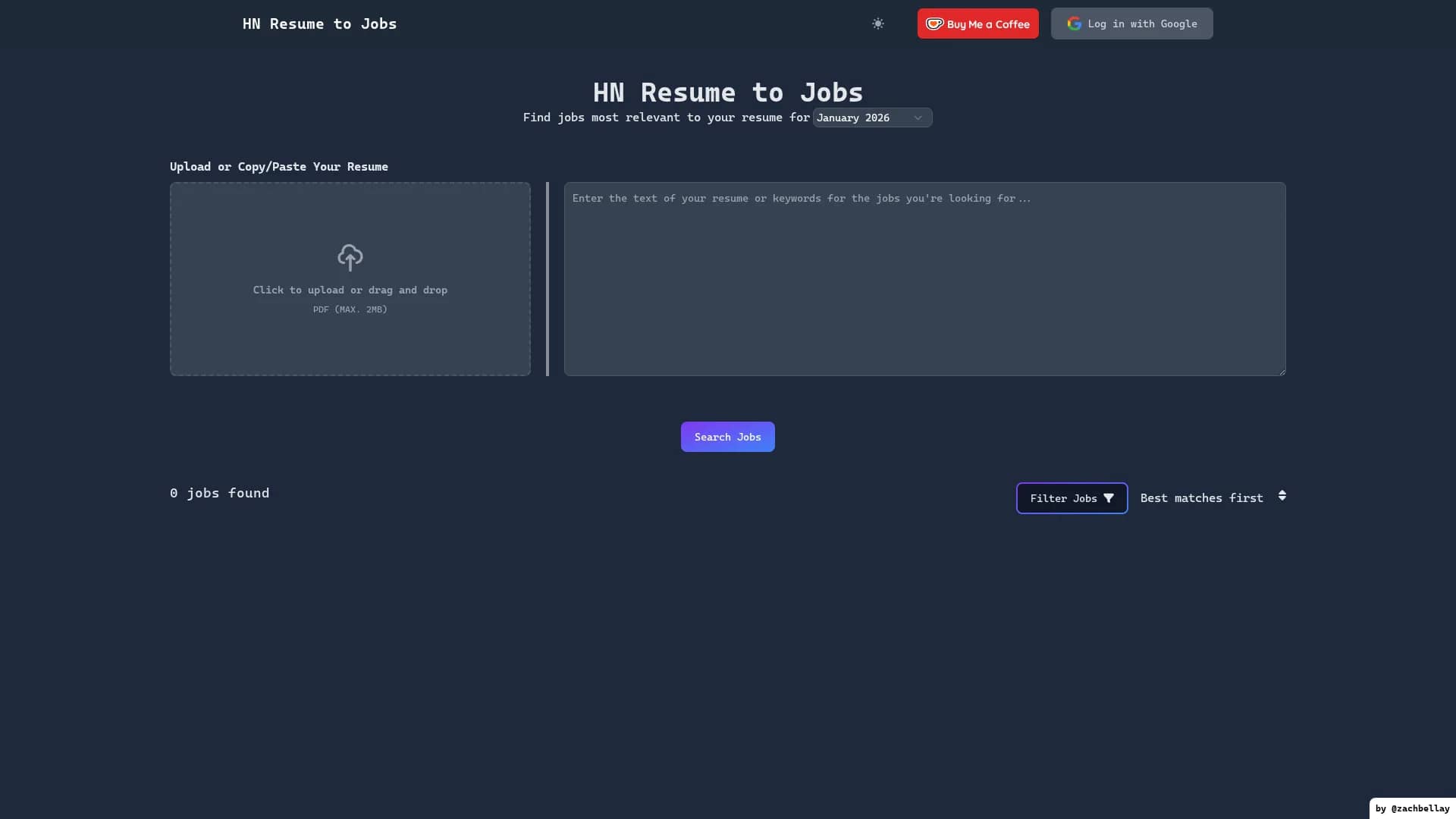 hnresumetojobs homepage