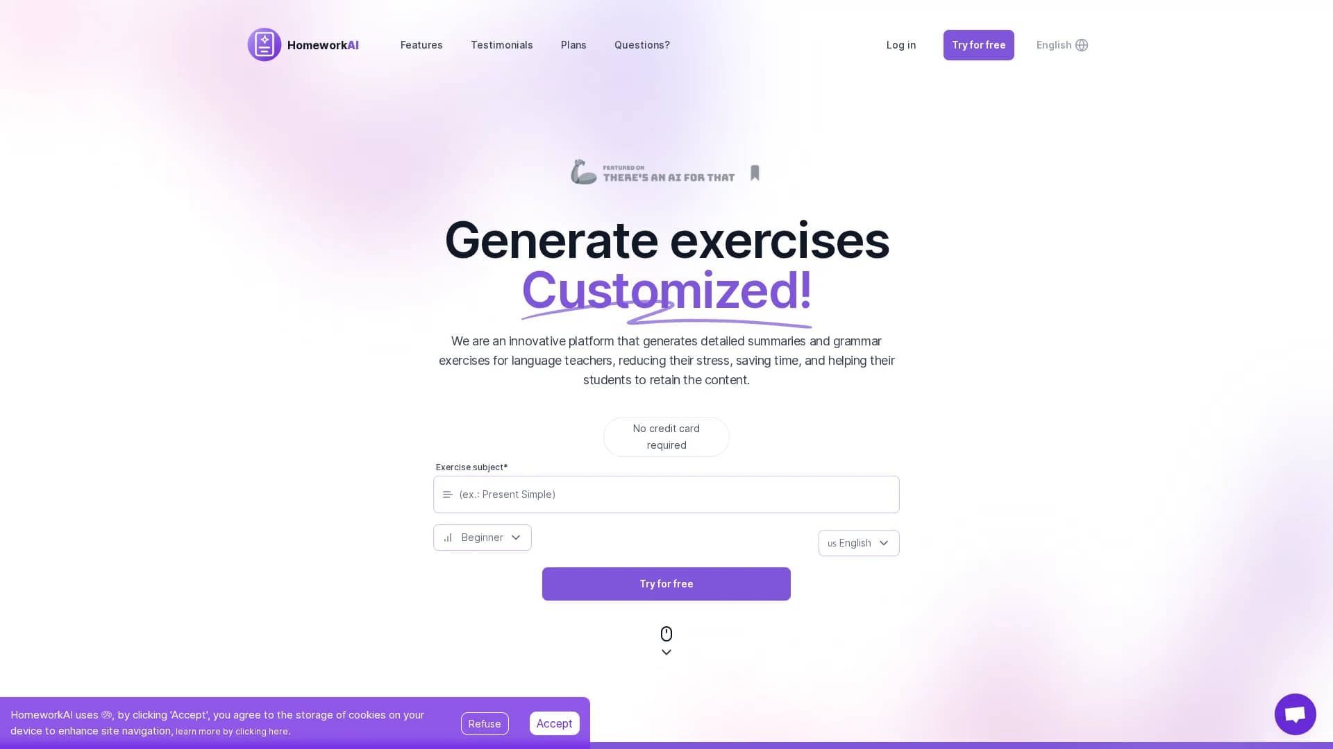homeworkai homepage