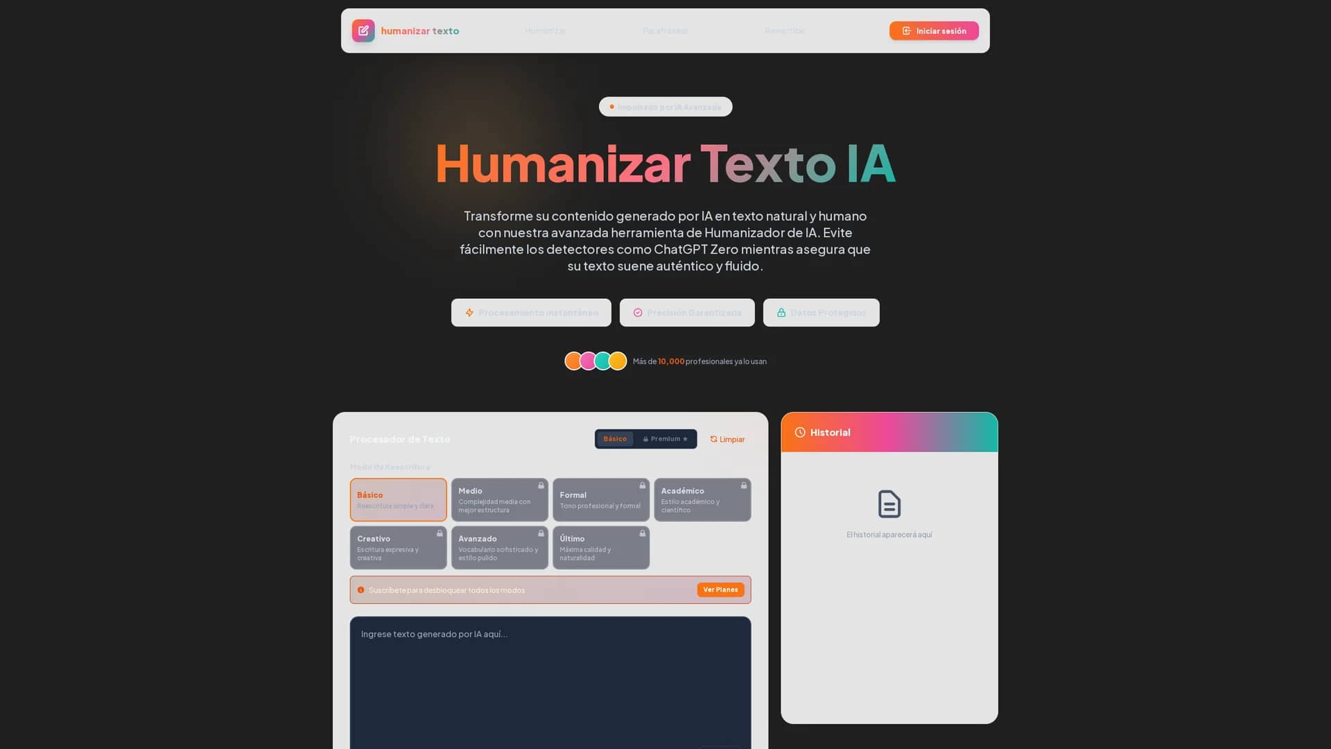 humanizar-text-ai homepage