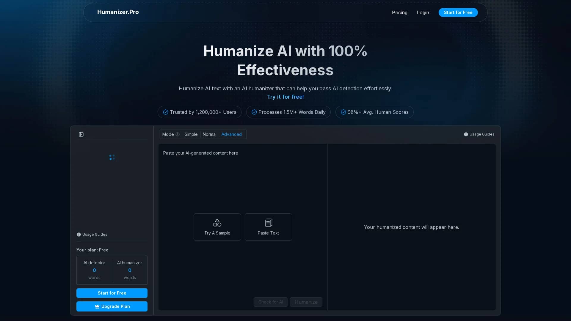 humanizer-pro homepage