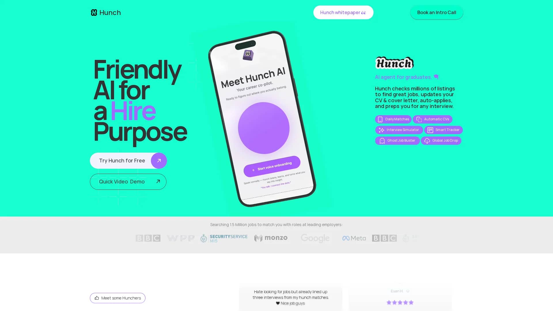 hunch homepage