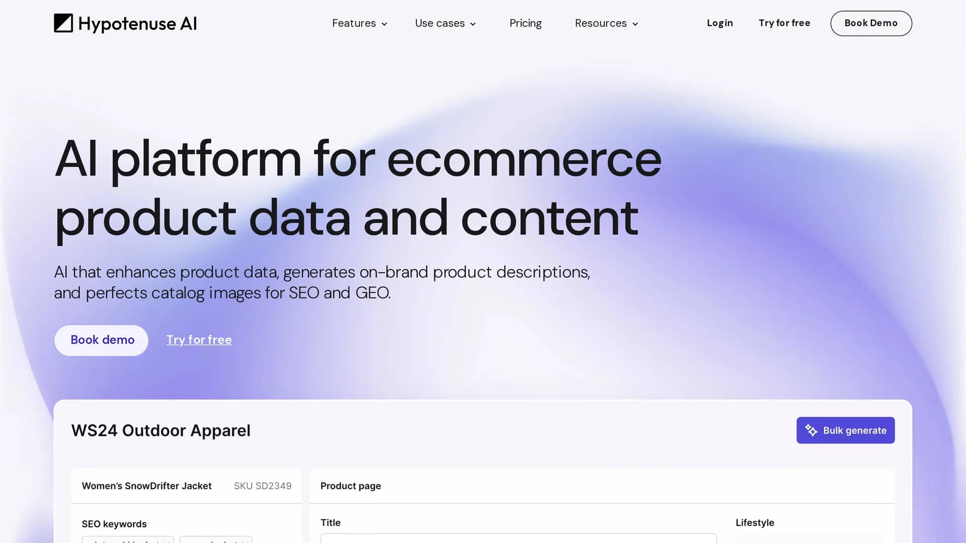 hypotenuse-ai homepage
