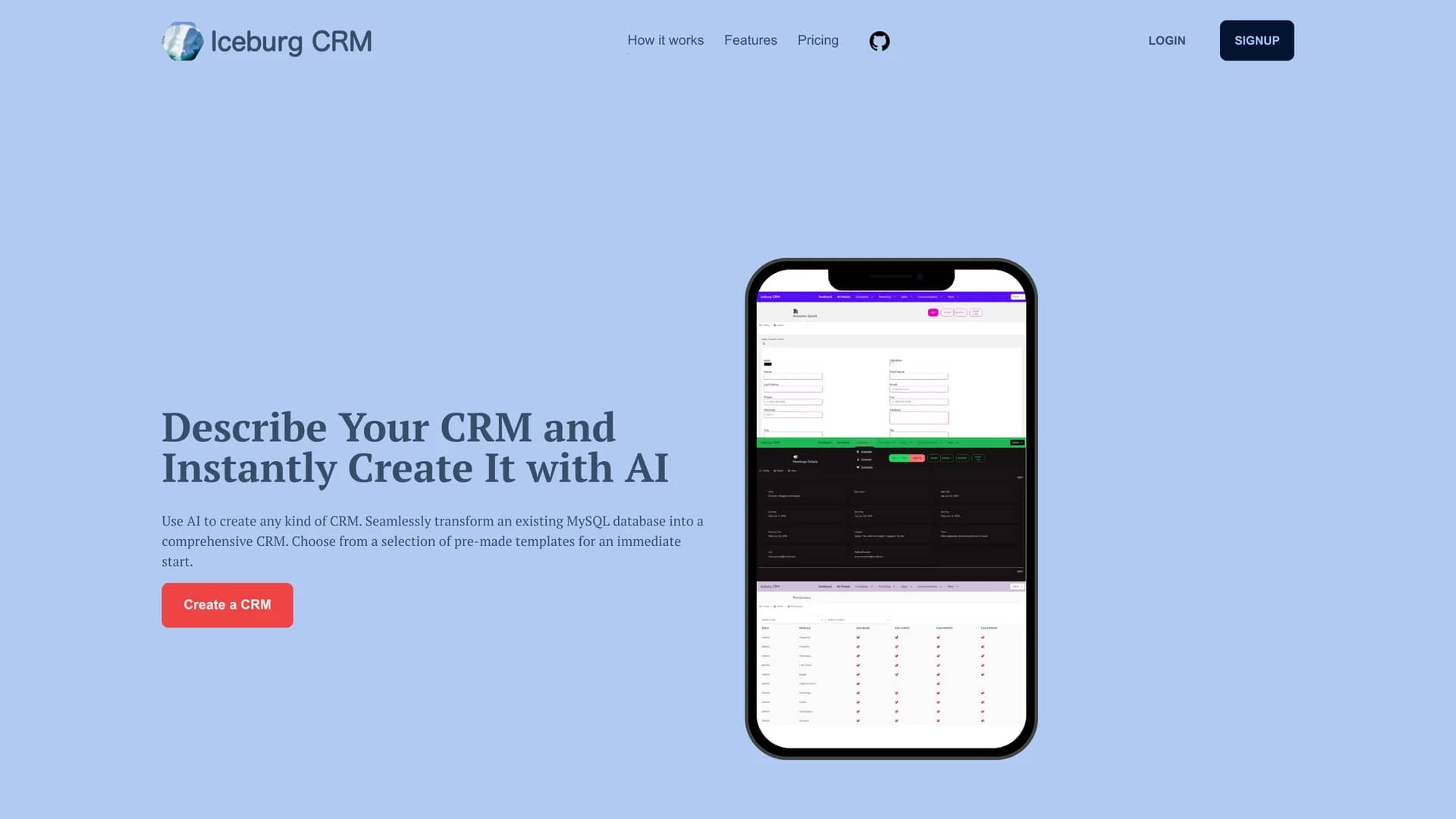 iceburgcrm homepage