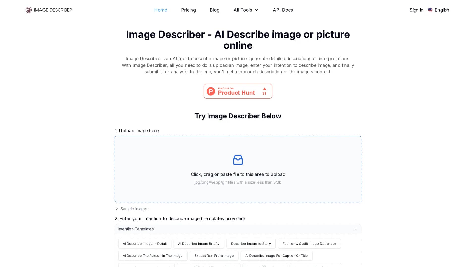 image-describer homepage