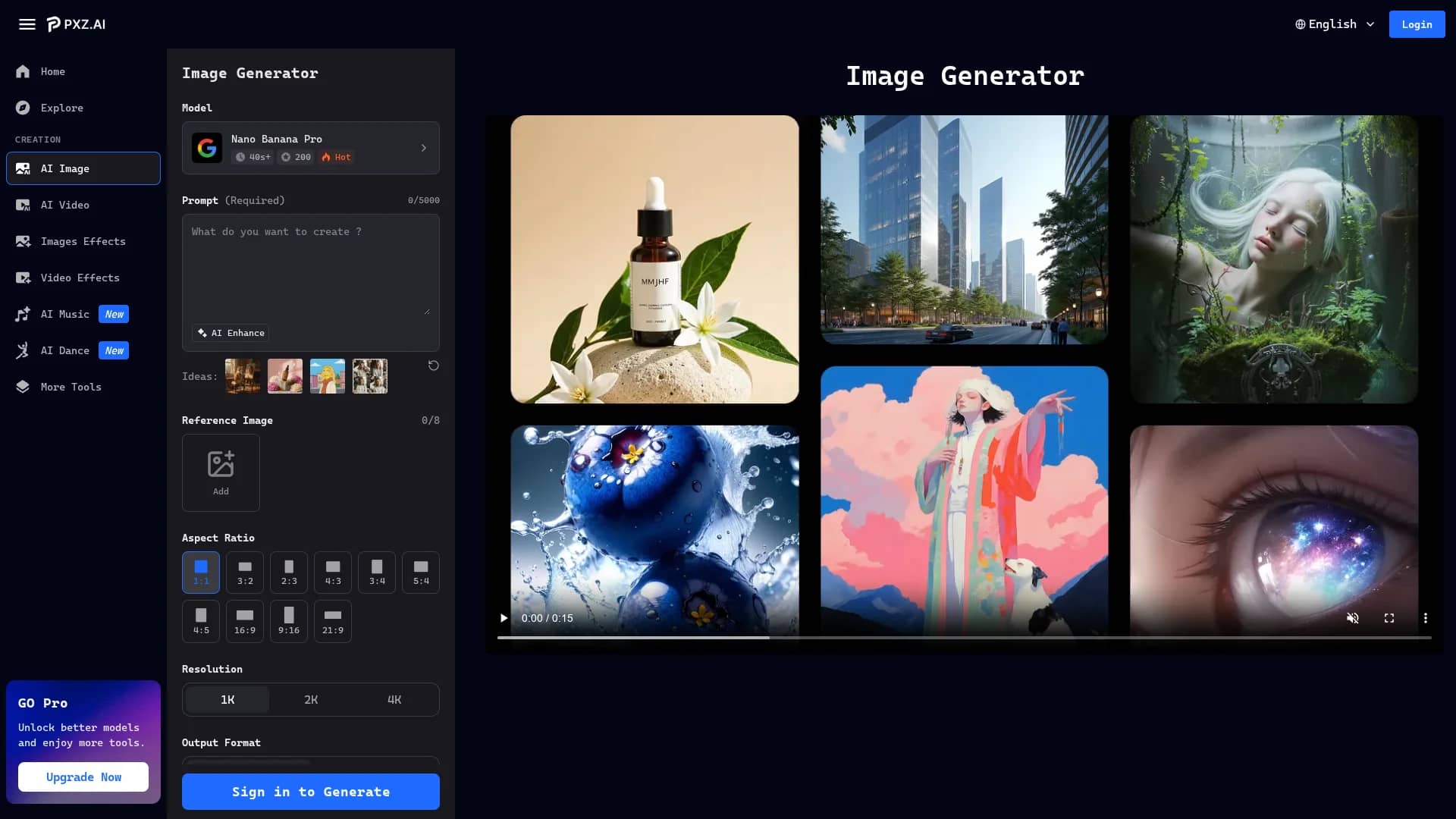 image-generator-pxz-ai homepage
