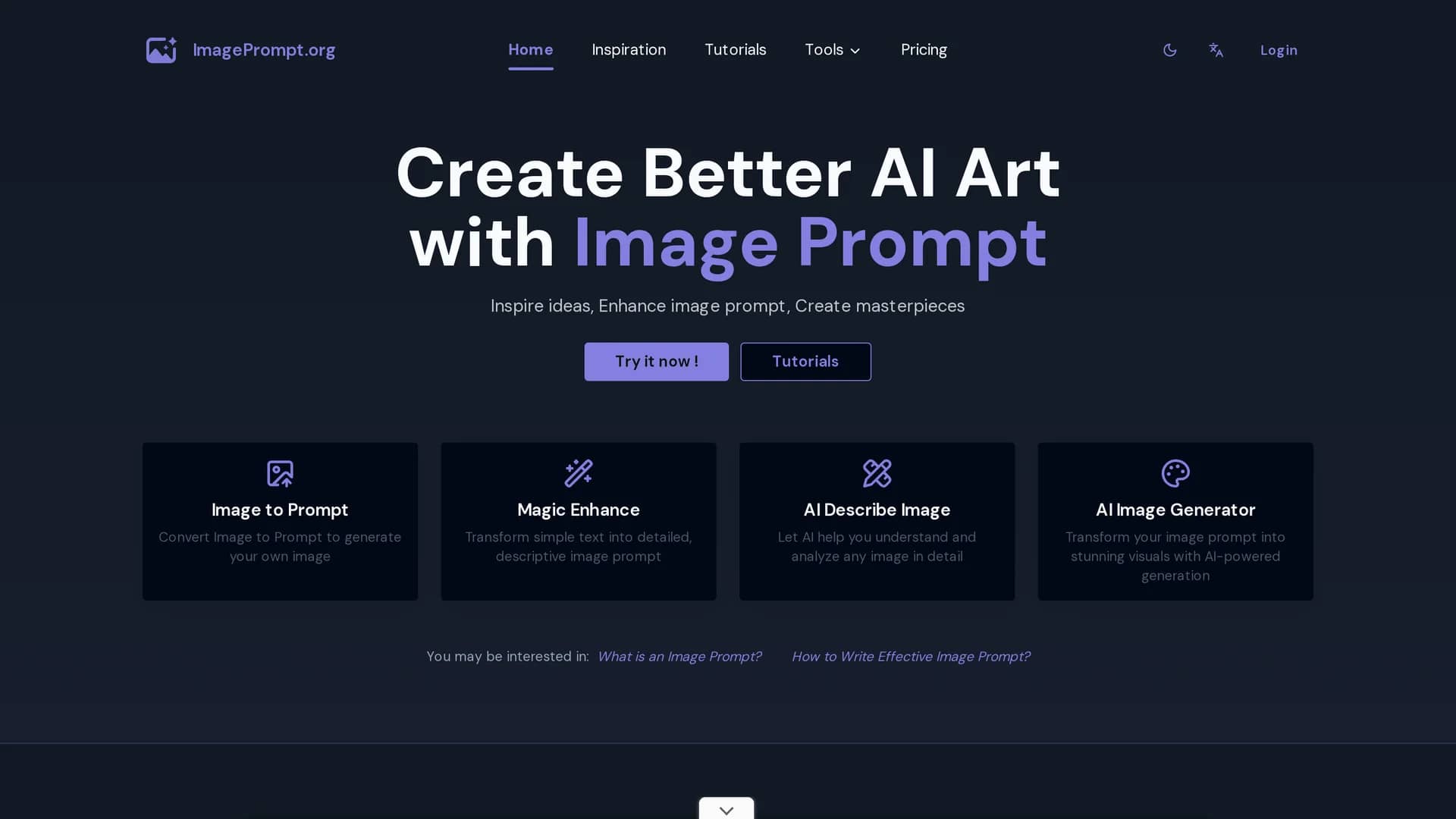 image-prompt-generator homepage