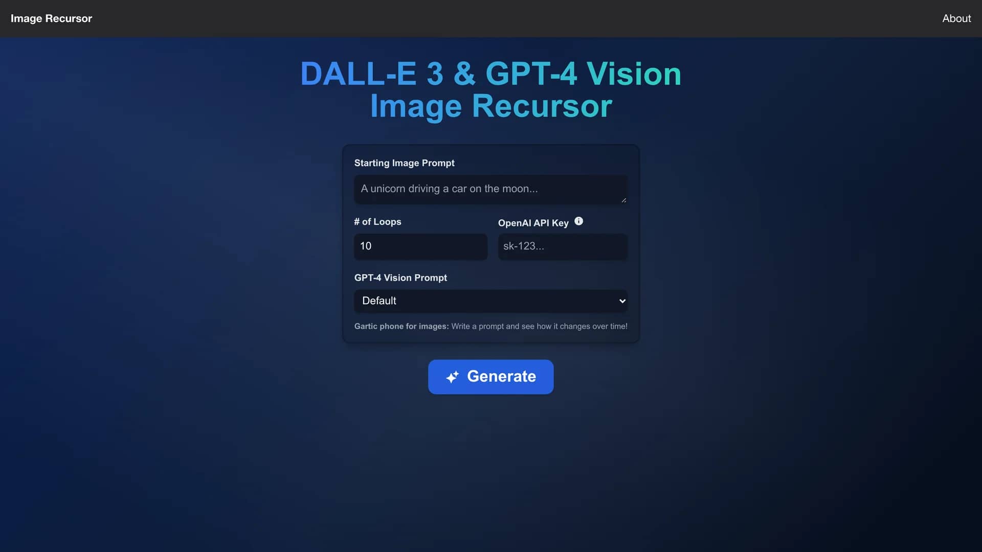 image-recursor homepage
