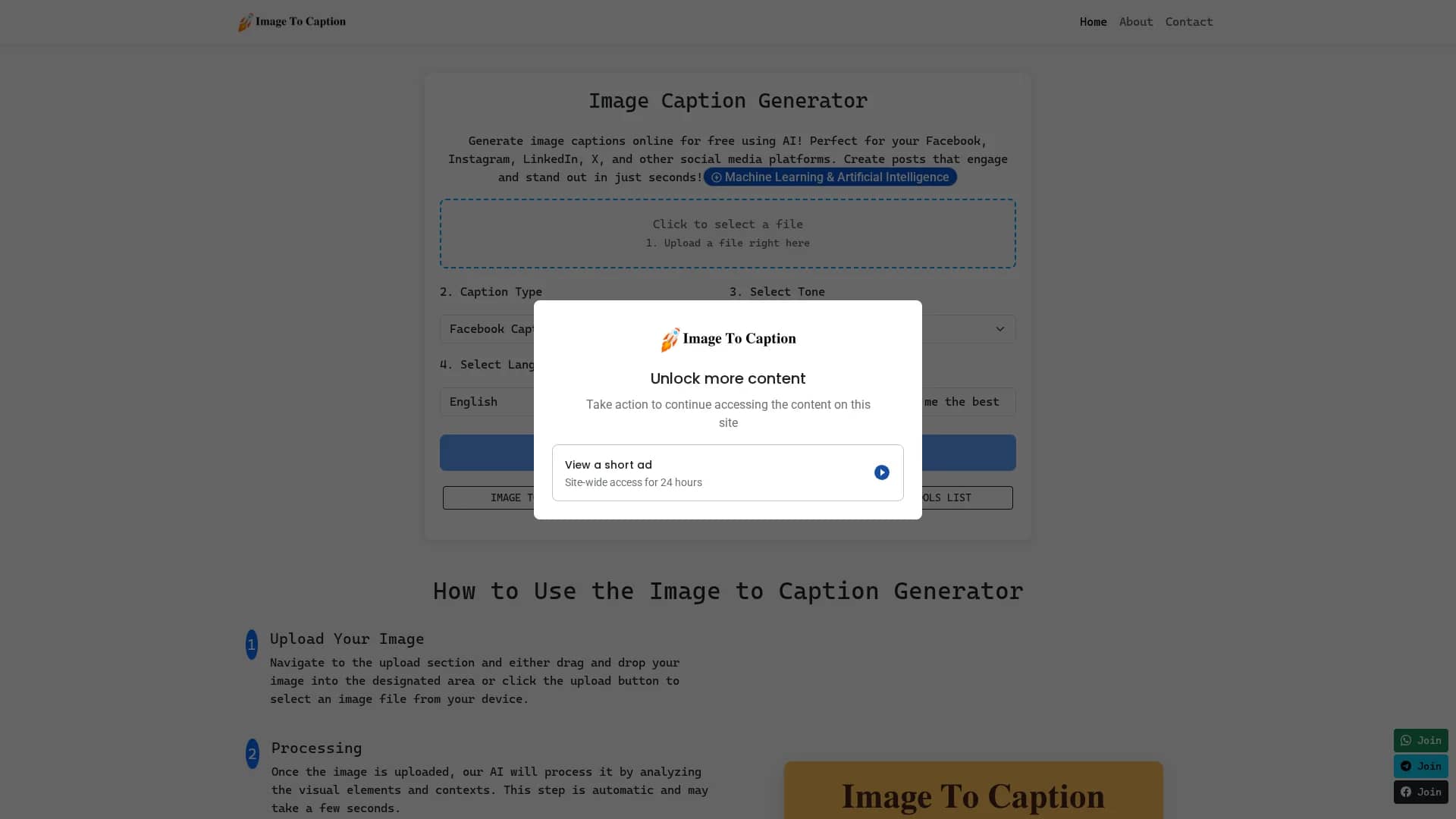 image-to-caption homepage