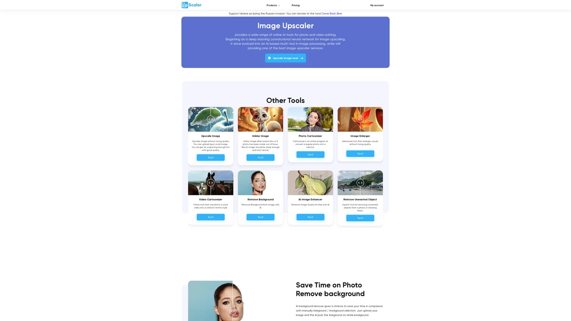 image-upscaler homepage