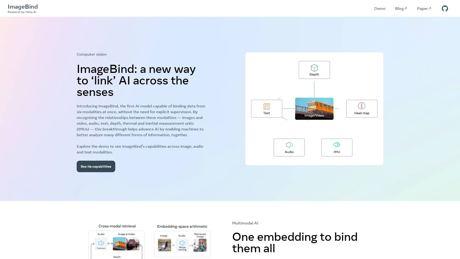 imagebind-by-meta homepage