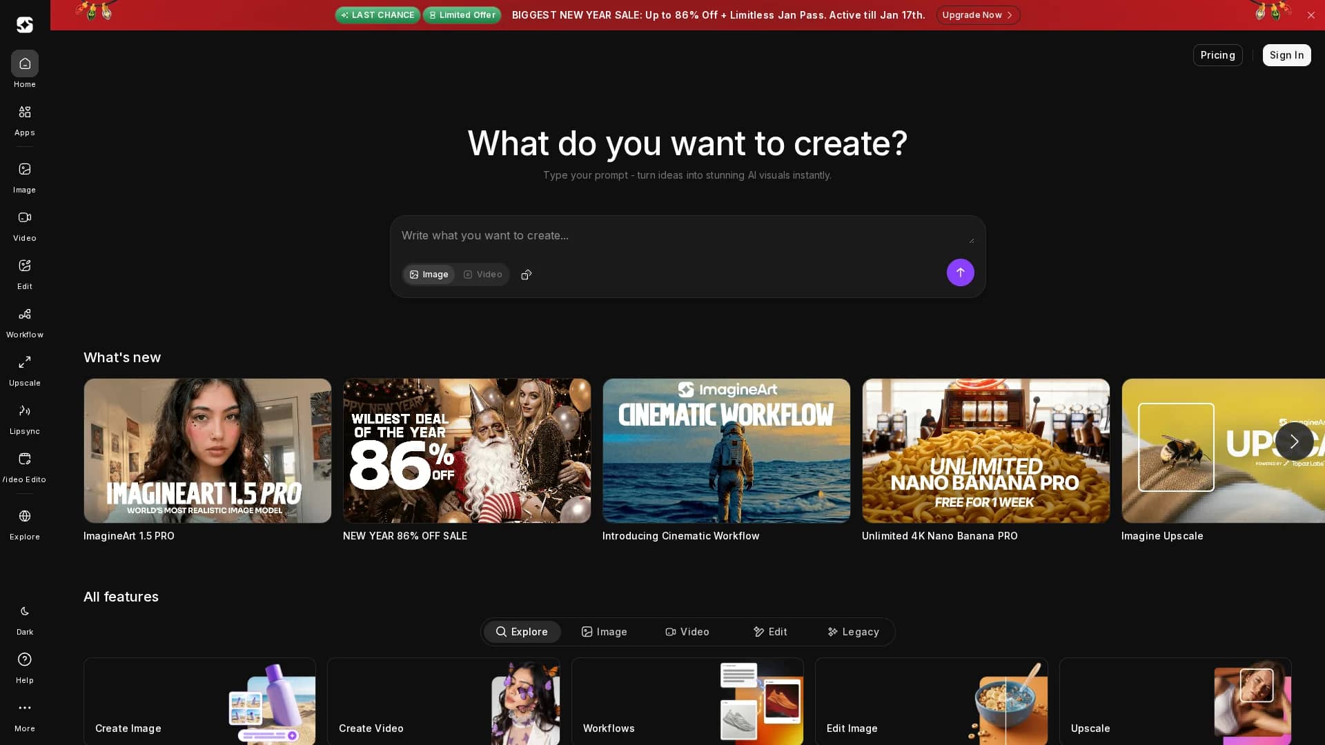 imagine-ai-art-generator homepage