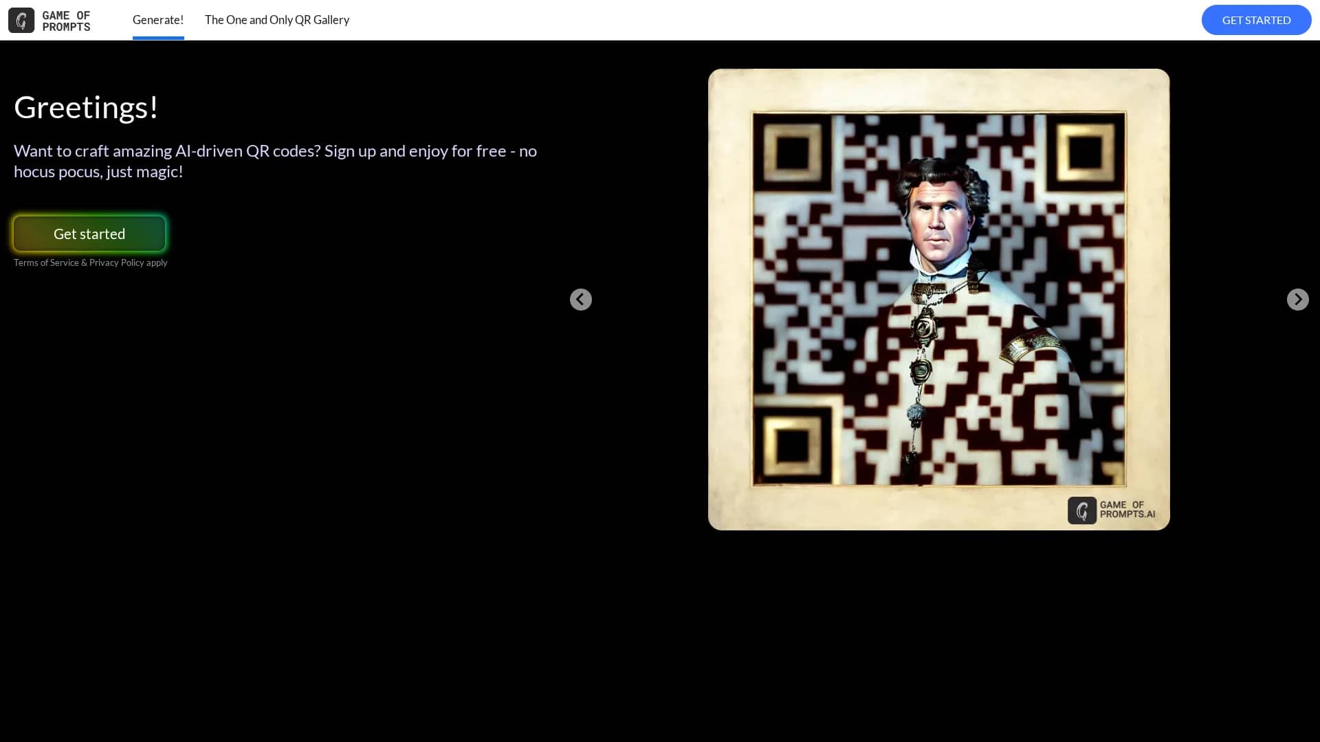 imagineqr-gameofprompts-ai homepage