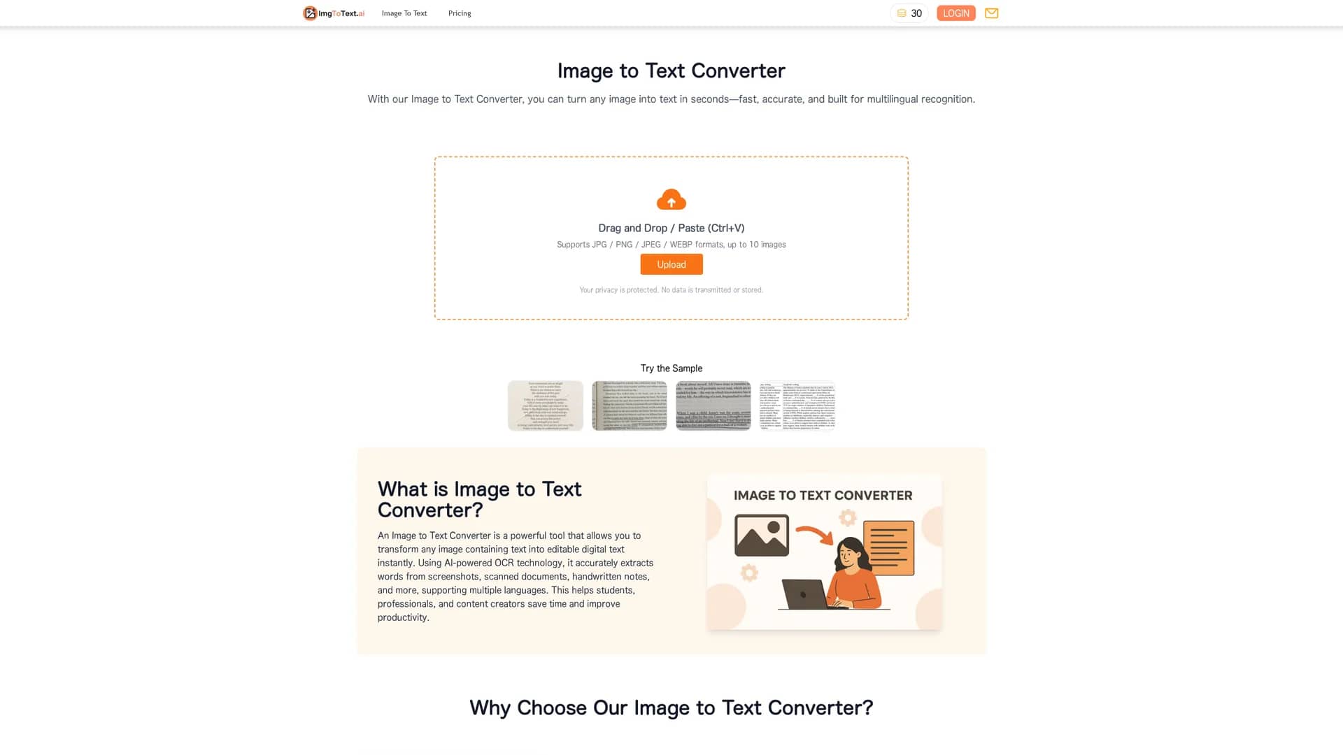 imgtotext-ai homepage