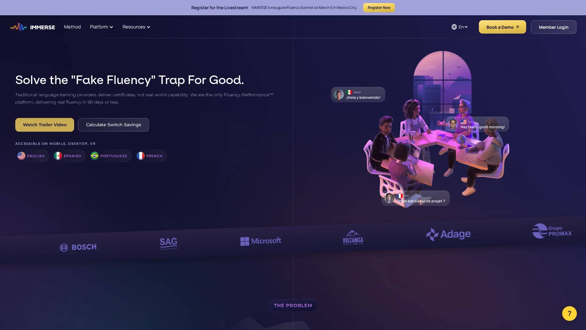 immerse homepage
