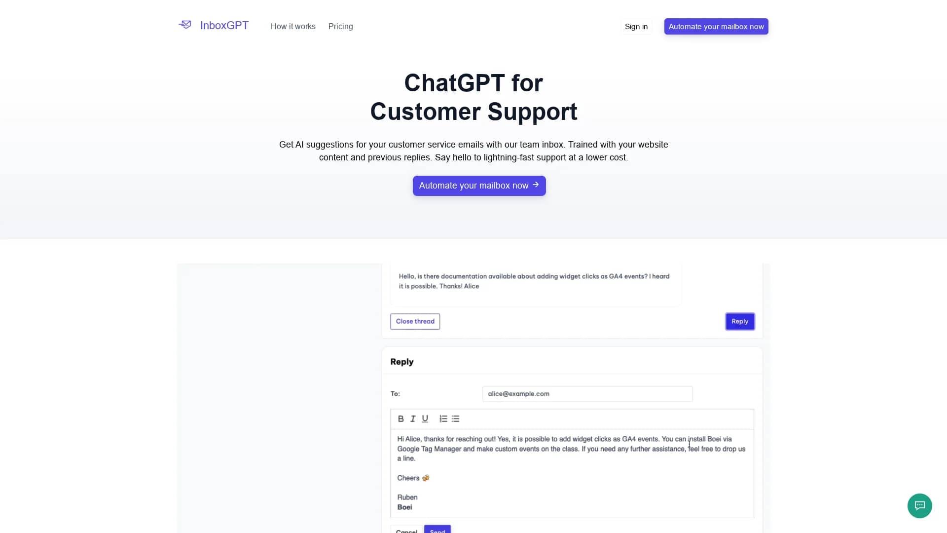 inboxgpt homepage