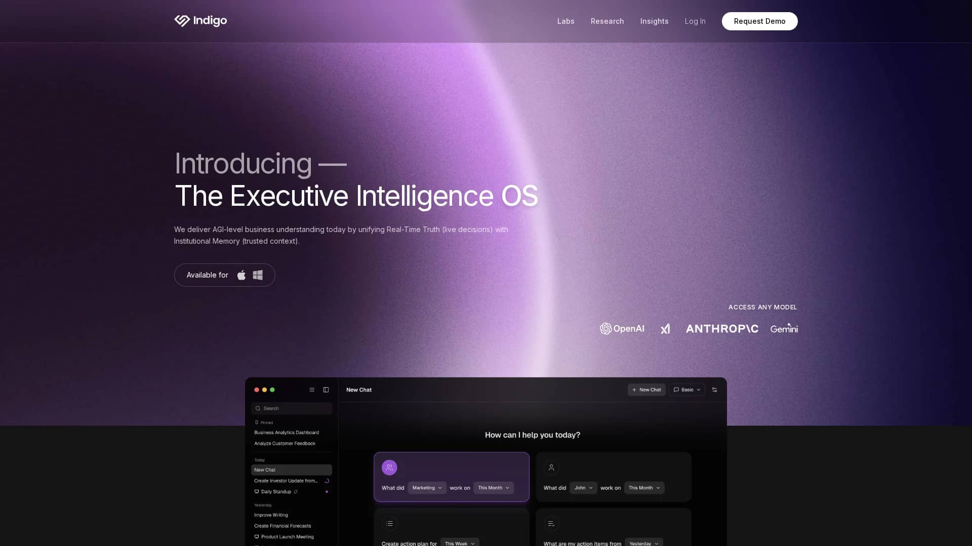 indigo homepage