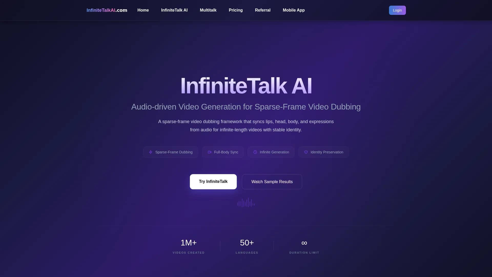 infinitetalk-ai homepage